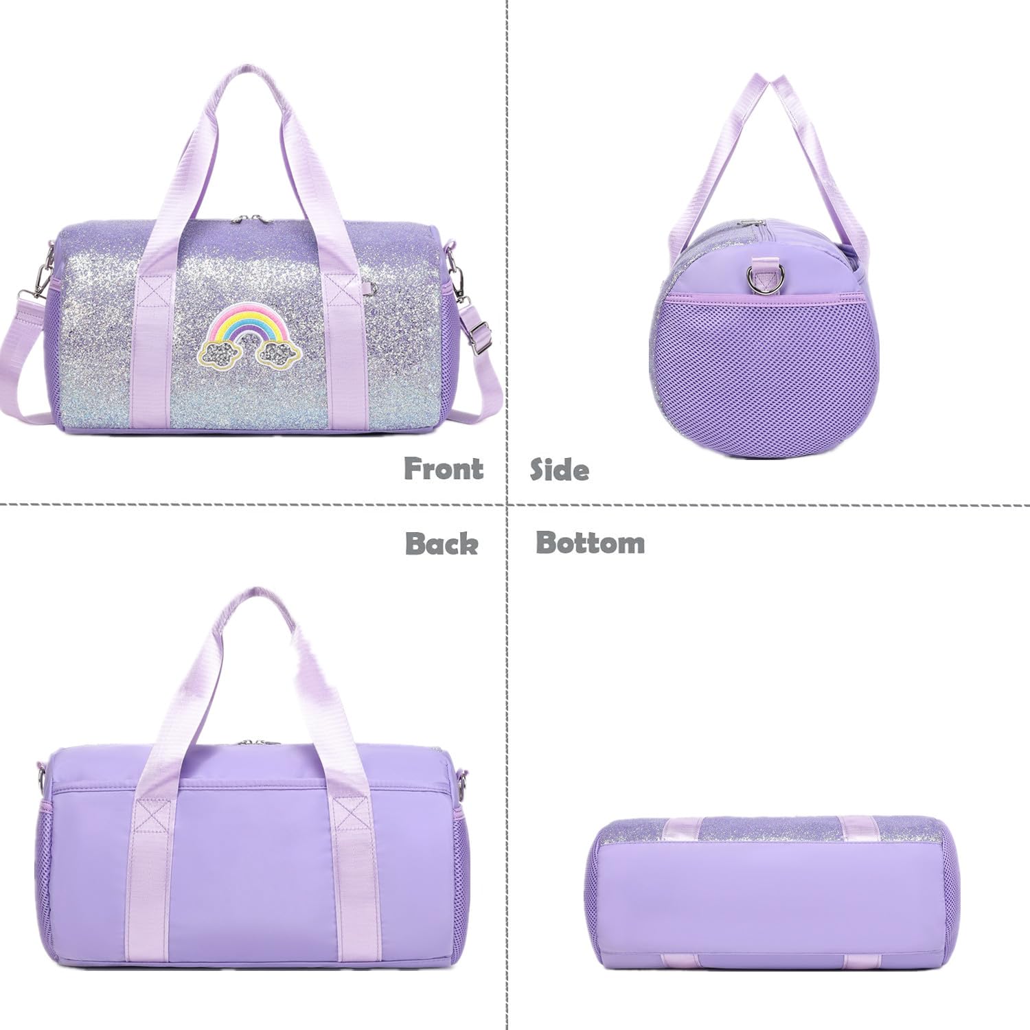 Tanztasche Mädchen Sporttasche Kinder Tasche Glitzer Balletttasche Schwimmtasche Lila