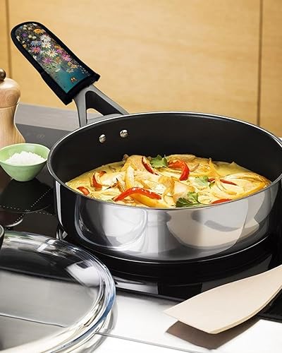 Miniatura 3 de 3 fundas de mango de hierro fundido floral de primavera, soportes para ollas para cocina, margaritas coloridas de verano, mariposa botánica,