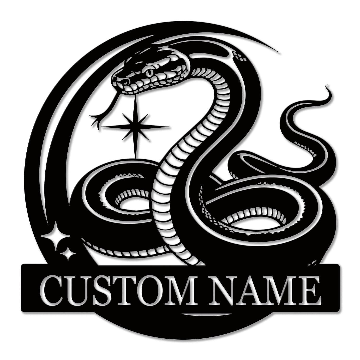 Custom Snake Metal Wall Art, Personalized Reptile Home Decor, Large Wildlife Sign, Outdoor Animal Hanging, Nature Themed Decorations, Cobra Snake Wall Art (Style-3)