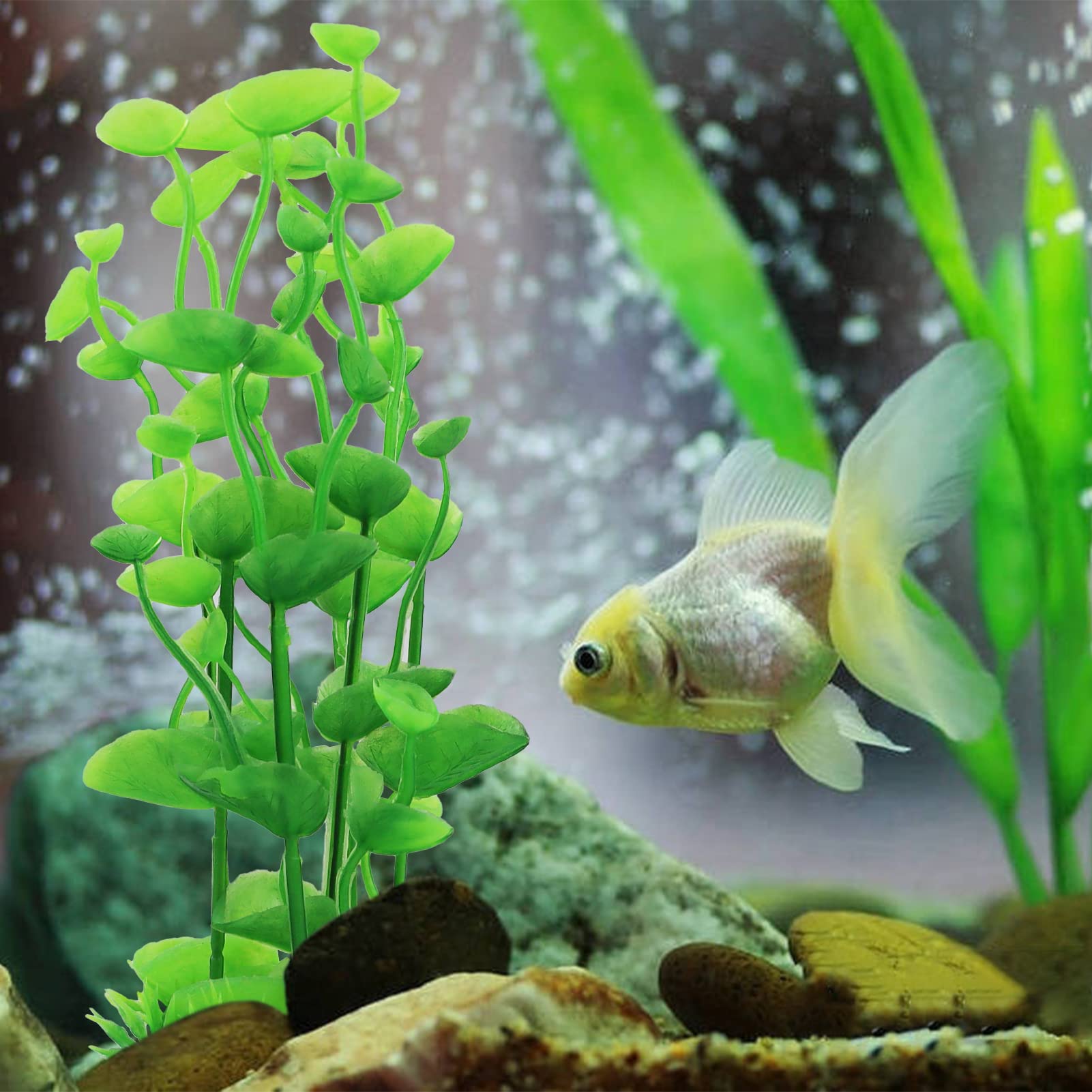 LAMXD Lot de 3 plantes artificielles pour aquarium, plantes décoratives en plastique pour aquarium, plantes aquatiques artificielles pour tous les poissons – 3 couleurs