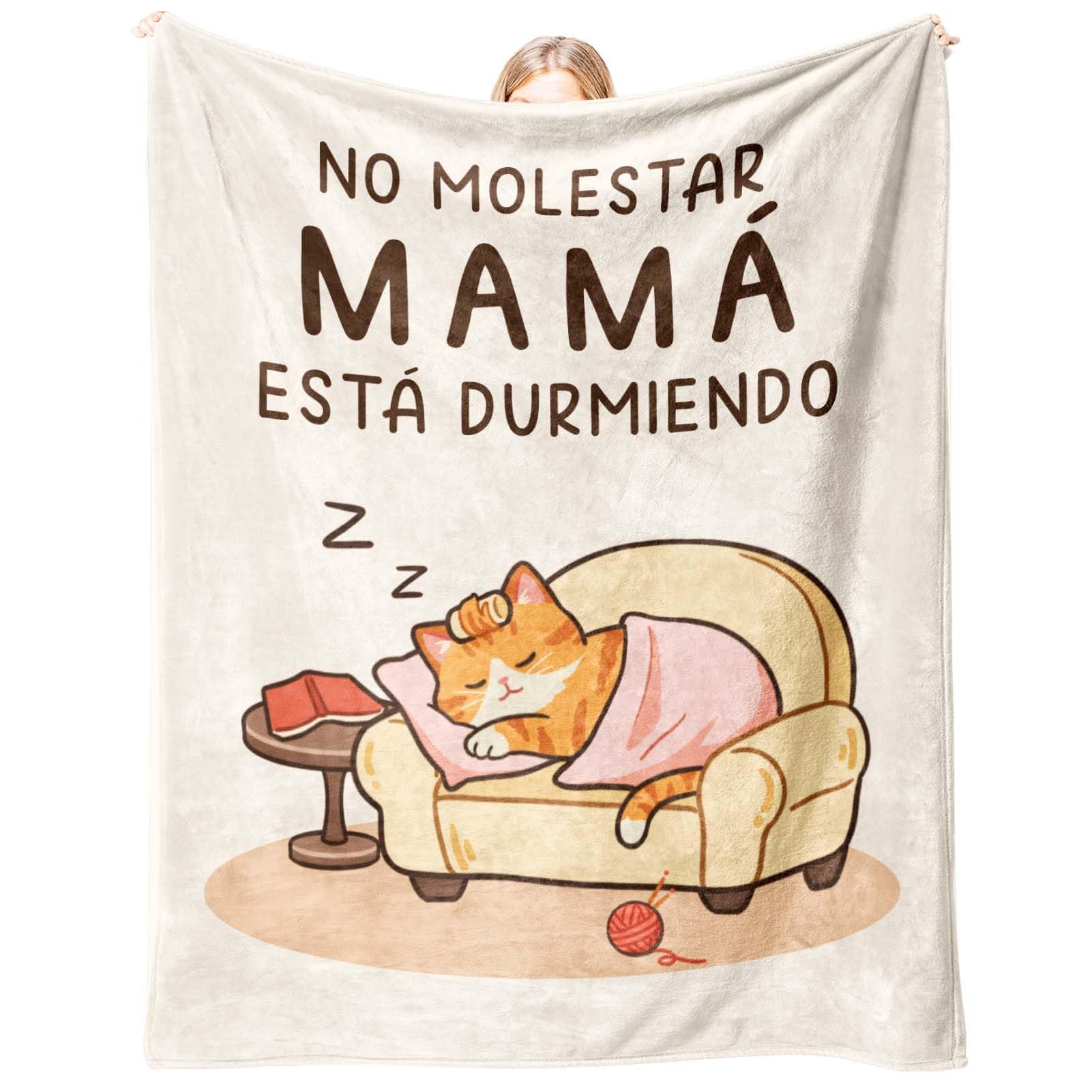 CheriGift Dia de la Madre Originales, Beige Regalo Madre, Regalo Mamá, Manta de Gato, Regalo Mamá Cumpleaños, Regalo Navidad 157x132cm
