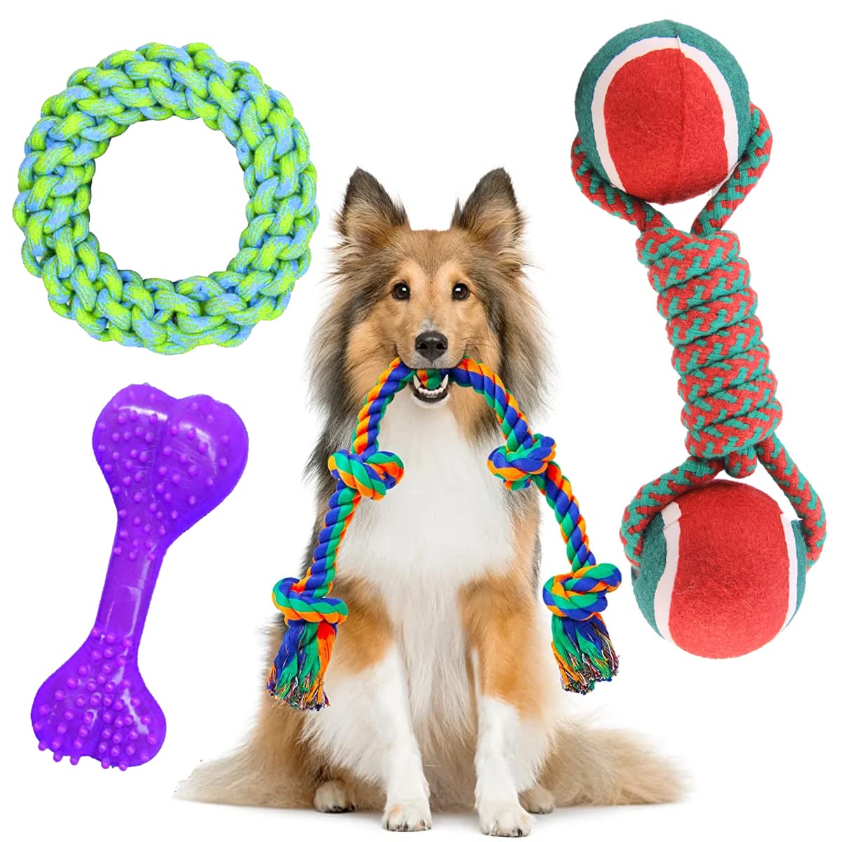 YOUHAVEDEAL Dog Toys for Puppy Aggressive Chewers, Durable Cotton Rope Chew Toy for Dogs, Safe and Long Lasting Teething Toys Small to Medium Breeds - Pack of 4 (B0BRFVVKLJ) Amazon Price History, Amazon Price Tracker