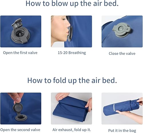 Miniatura 5 de Almohadilla de dormir de camping con almohada extra gruesa 3R de nailon 40D de 75 pulgadas de largo ultraligero tapete de dormir impermeable de 132