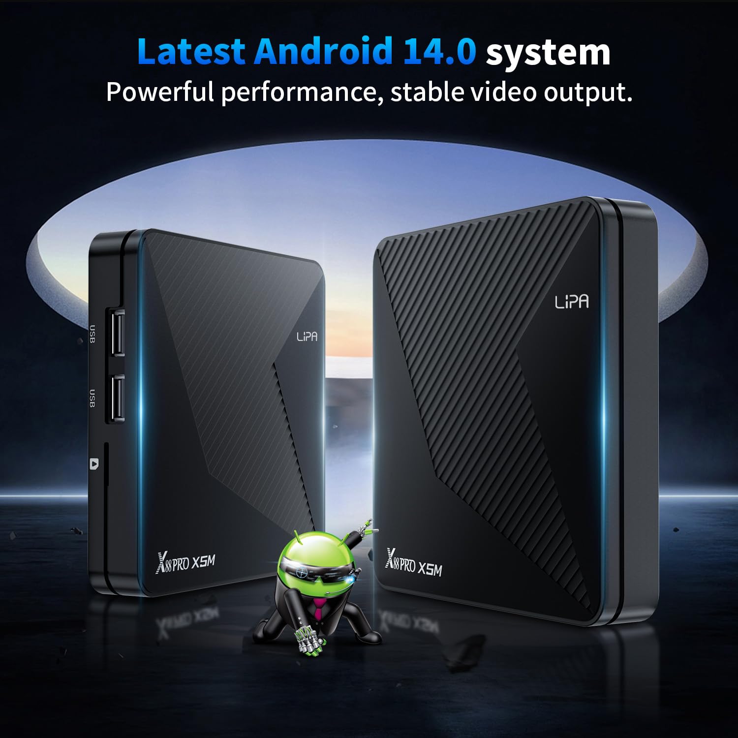 Lipa X88 Pro S905X5M Android TV Box 4-64GB Android 14 - Mediaplayer für TV - Media Streamer - TV Box Android - 1000M LAN und WiFi - 8K Decoder - Apps via Playstore und Internet