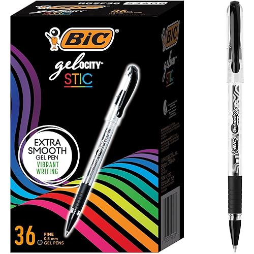BIC Gel-ocity Smooth Stic Gel Pen, Fine Point (0.5mm), Black Ink, 36-Count, Vibrant and Smooth Gel Ink Pens