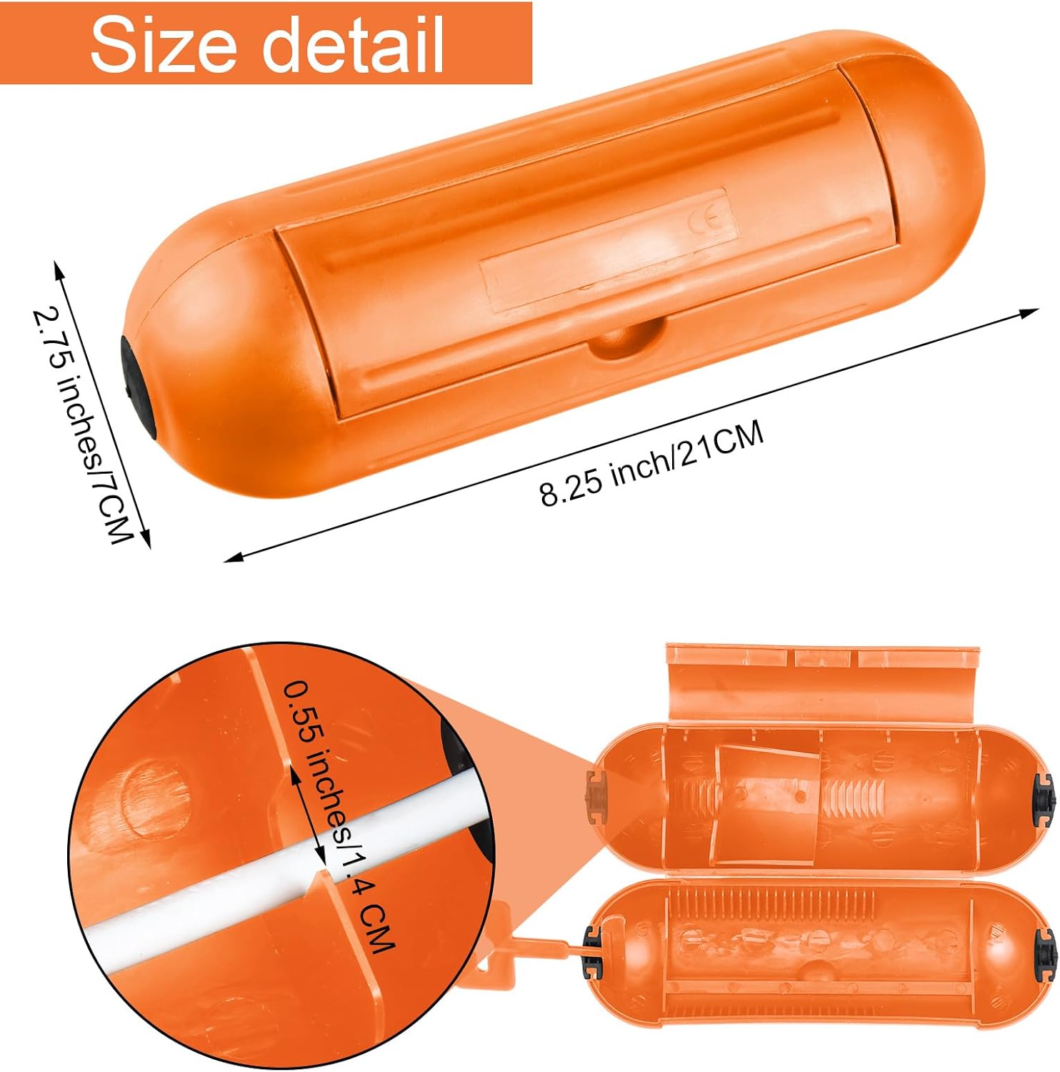 Weewooday 10 Pcs Winter Outdoor Extension Cover with Waterproof Seal Safety Protective Cover Weatherproof Plug Cord Protector Electrical Connection Box for Outlet Plug Pump Light (Orange)