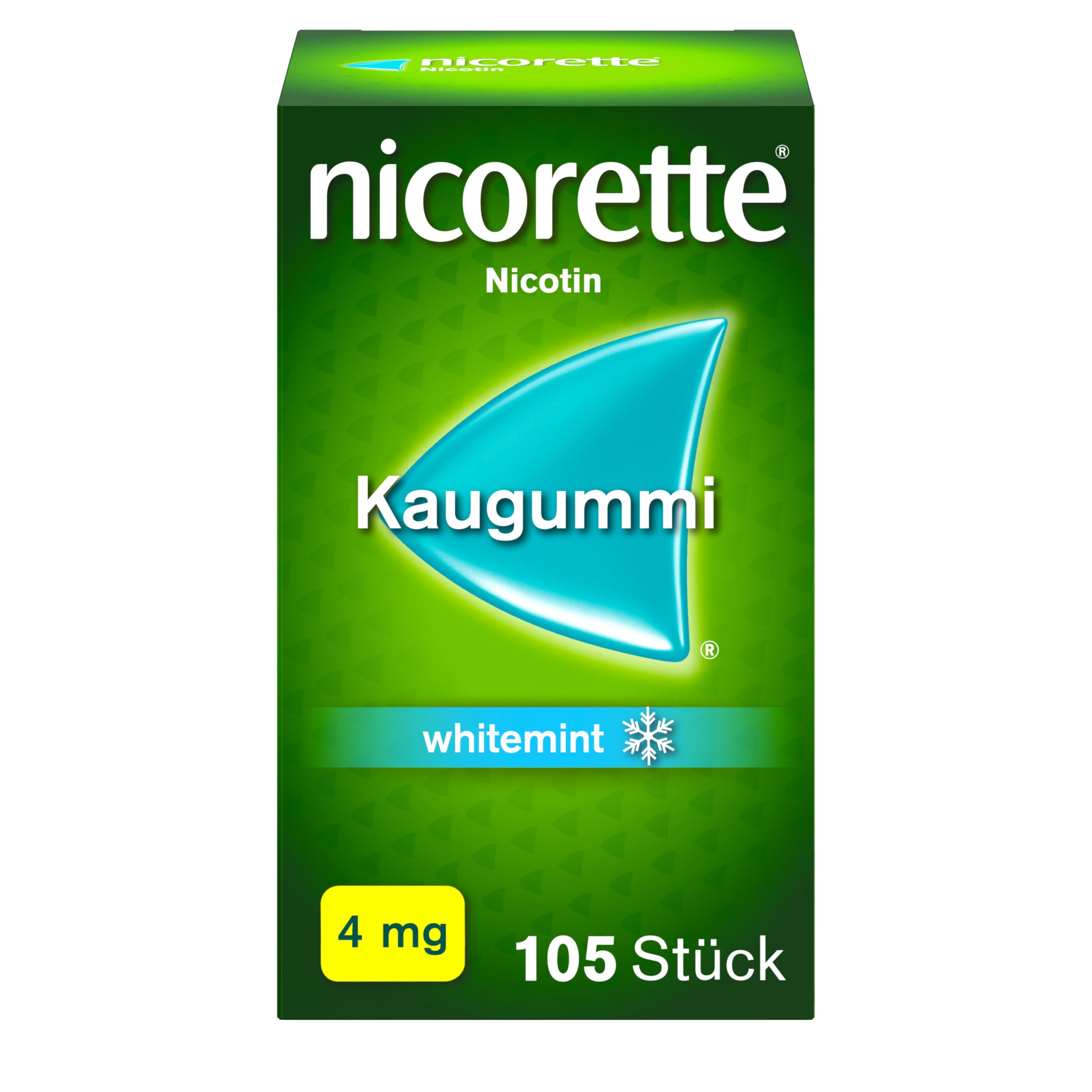 Nicorette 4 mg Nikotinkaugummi whitemint für Raucher zum Aufhören, zuckerfrei, 105 Stück