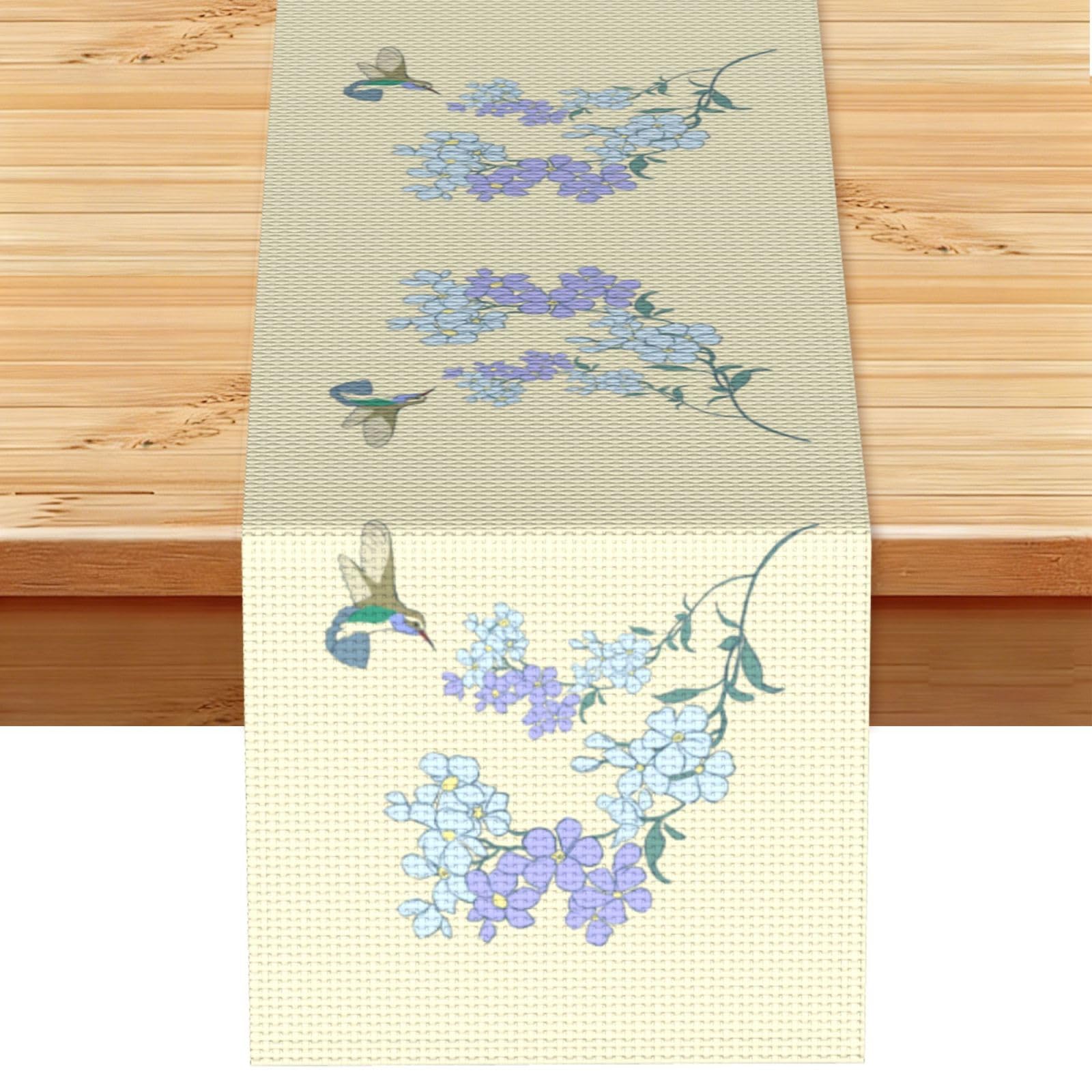 Fresh Orchids Linen Feel Table Runner Wedding Party Home Decoration