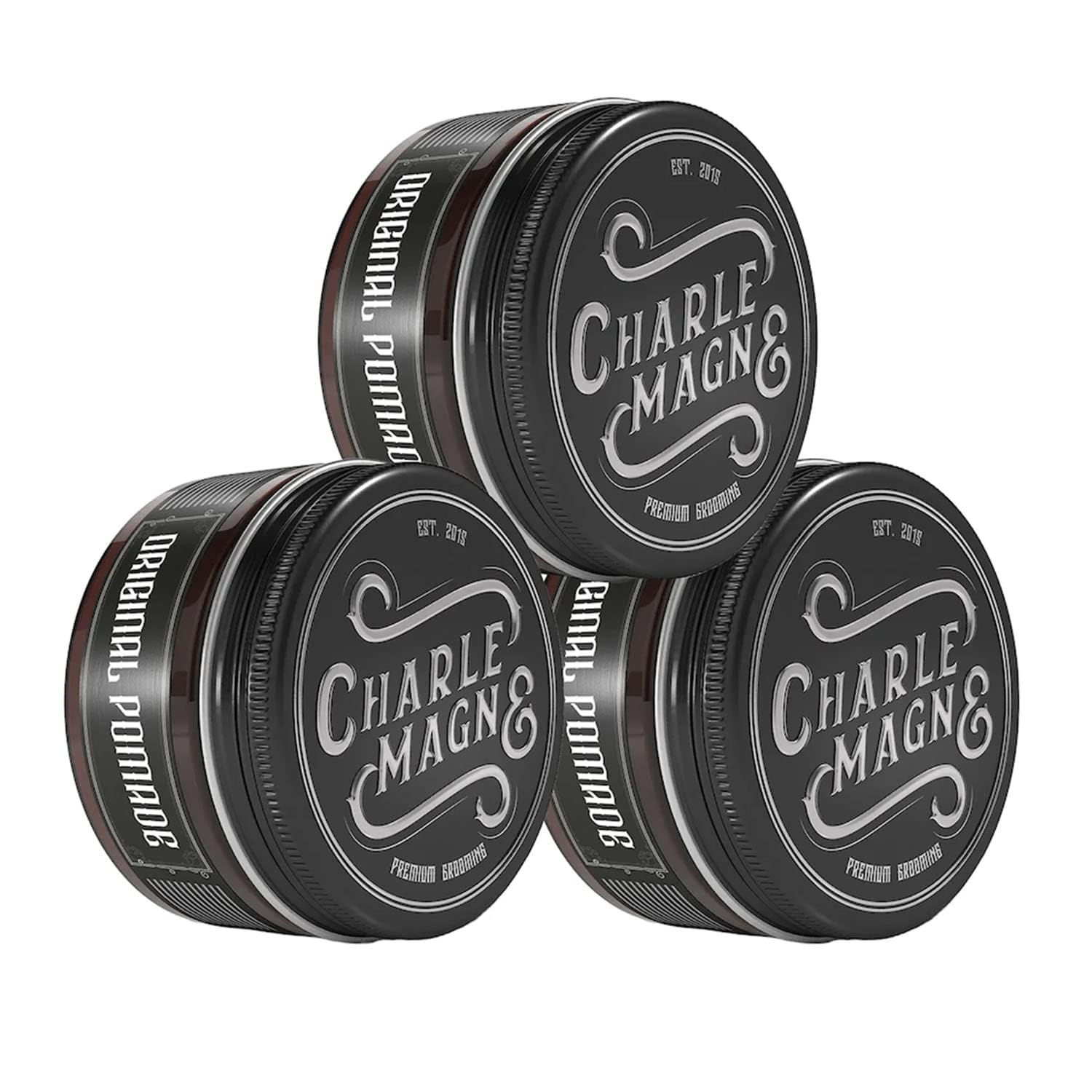 Charlemagne Barbershop oryginalna pomada na bazie wody, 3-częściowy zestaw – idealne mocne trzymanie – szlachetny zapach, idealny połysk, pomada męska 100 ml,
