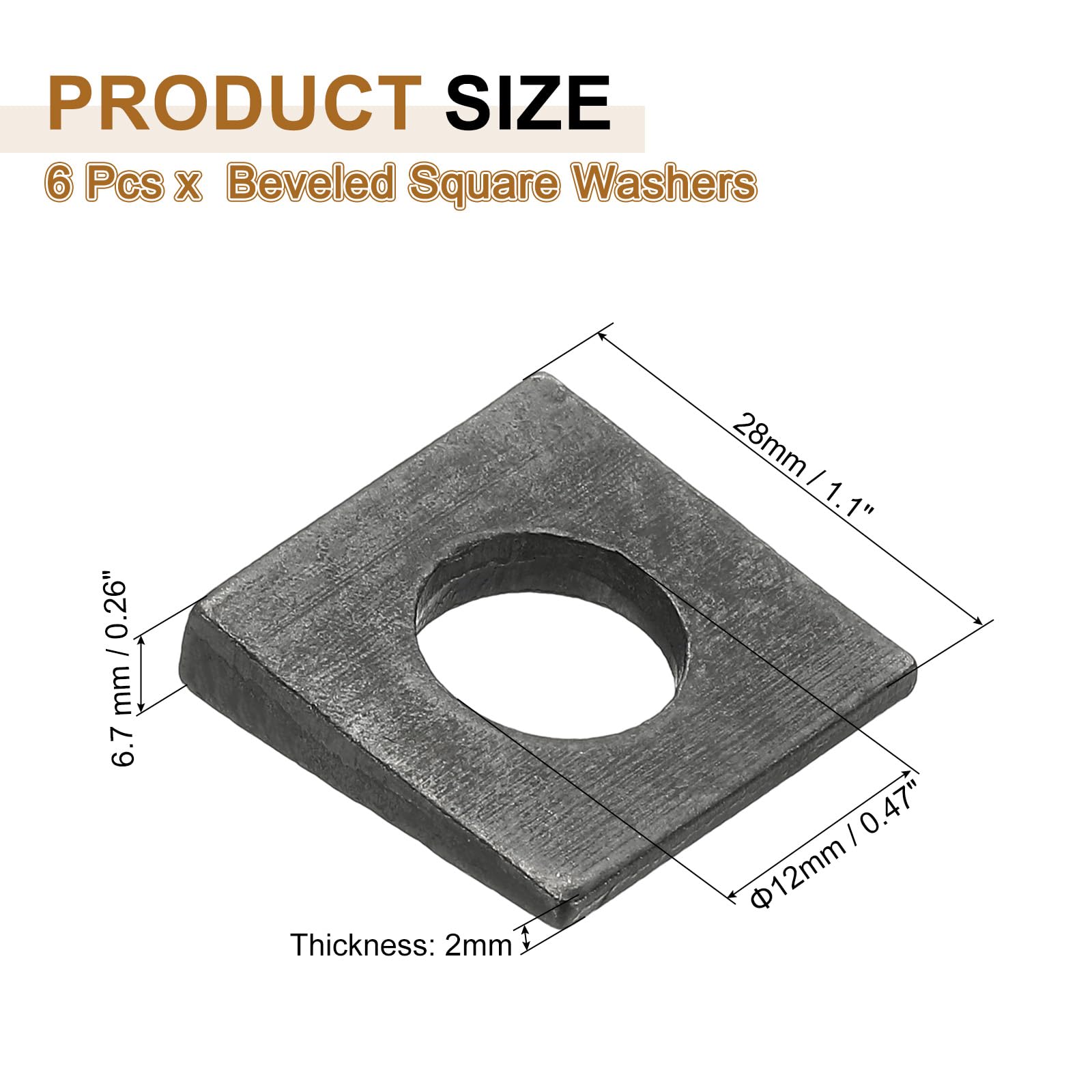 PATIKIL 6pcs Beveled Square Washers - Image 2