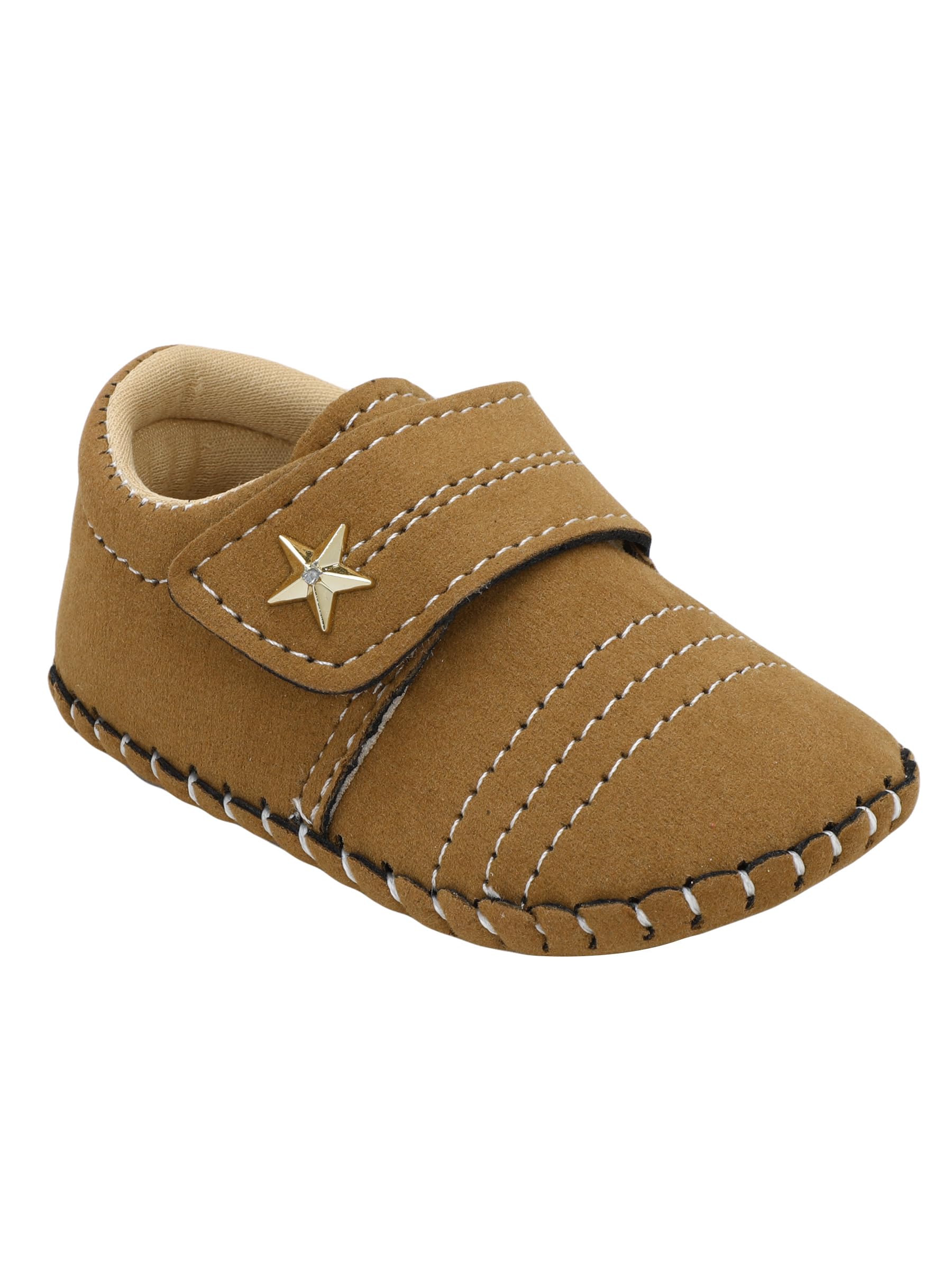 puresole Baby Boy Soft Sole Moccasins | Brown Suede Velvet Crib Shoes with Star Accent | Non-Slip Infant First Walker Shoes | Newborns & Toddlers (6–12 Months)-picture-42
