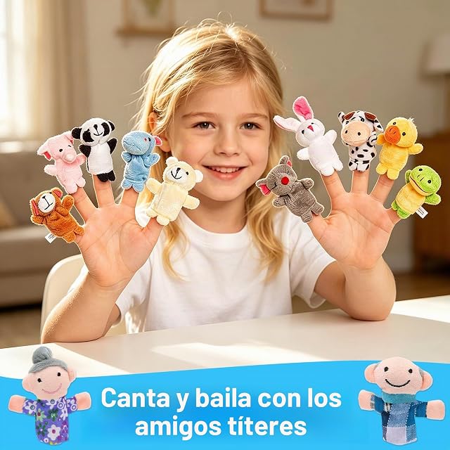 Foto 4 de 8 de Xrten 16Pcs Marionetas de Dedo Animales y Familiares, Marionetas de Mano Baby Story Time Props