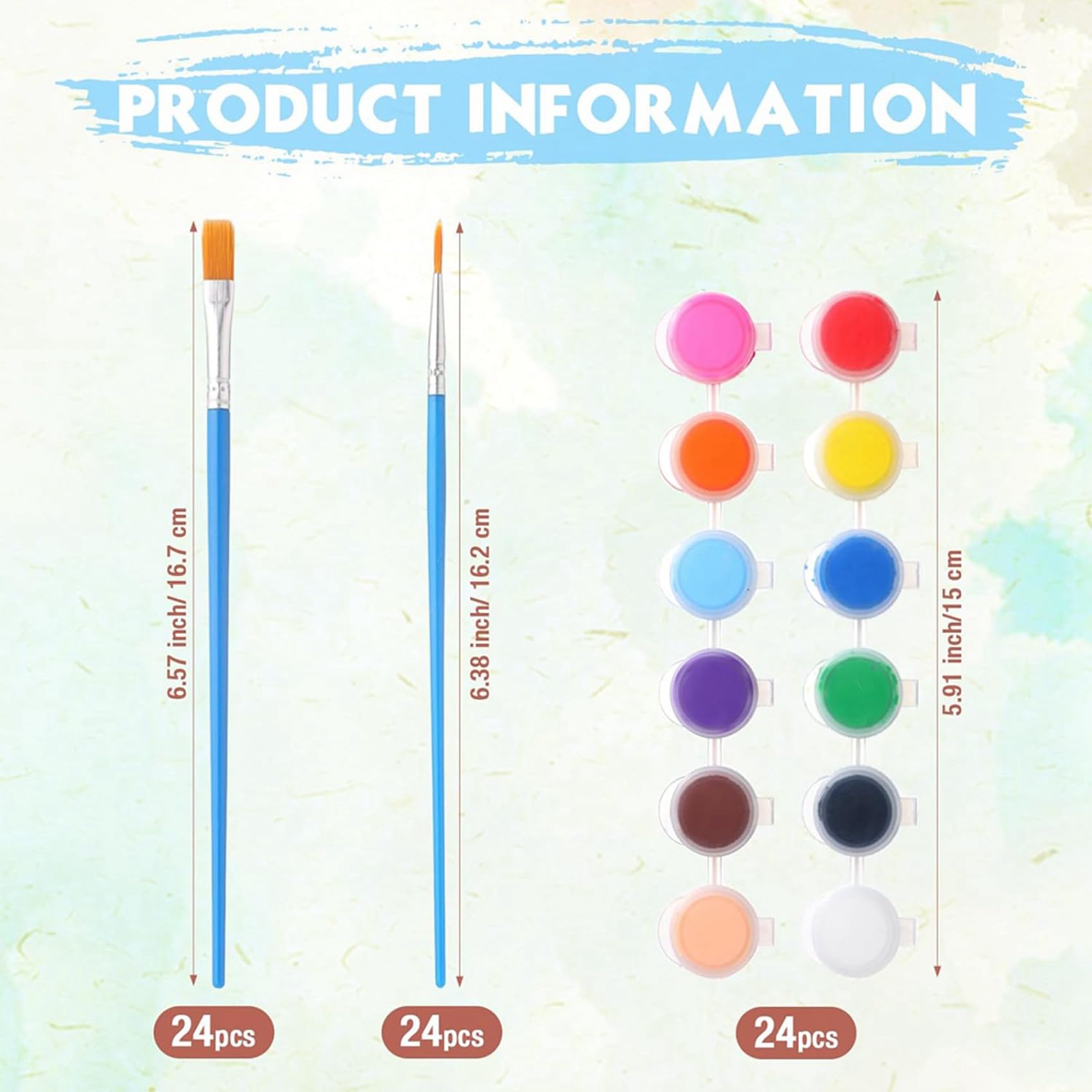 672-Teiliges Mini-Acrylfarben-Set, 48er-Set, 12 Farben, Acrylfarbstreifen, 48-Teilige Malpinsel für Kinder und Erwachsene (2 Ml)