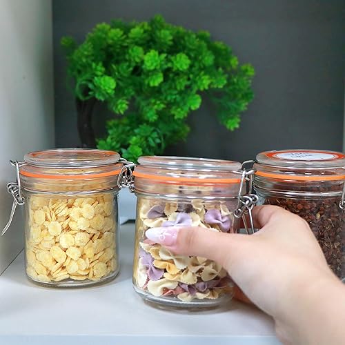 Miniatura 6 de Tarros de vidrio herméticos pequeños de 8 onzas con tapas, recipientes de vidrio para almacenamiento de alimentos con tapas, mini recipiente