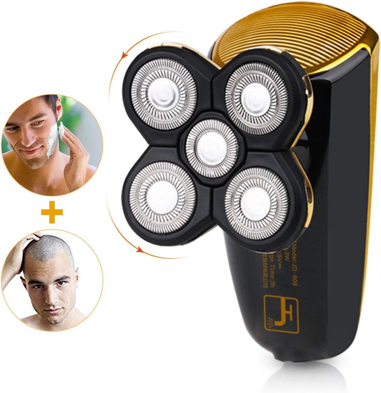 Wet Dry Men's Shaver Bald Head Shaver,2 in 1 Professional Cordless Electric Waterproof Rotary Shaver Bald Head Shaver for Man with 5 floating head,fast USB Recharge Trimmer for Travel Or Home