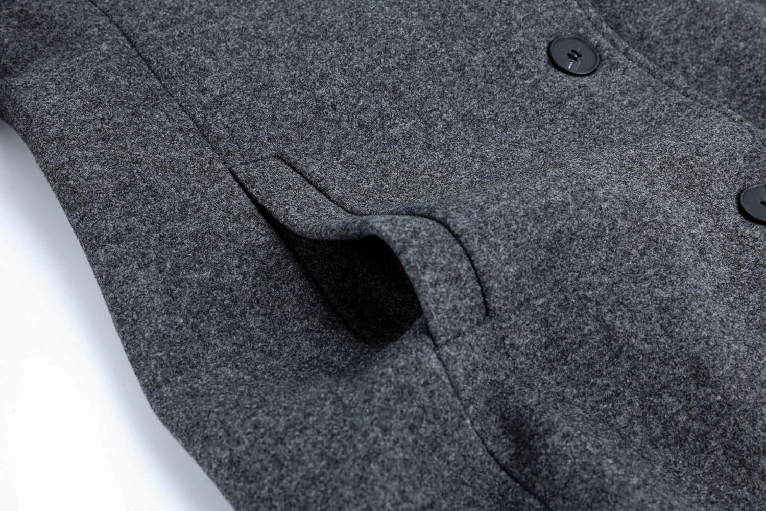 yoeasy Women's Casual Thicken Wool Blend Pea Coat Stand Collar Single Breasted Winter Mid Long Overcoat Jackets - Image 3