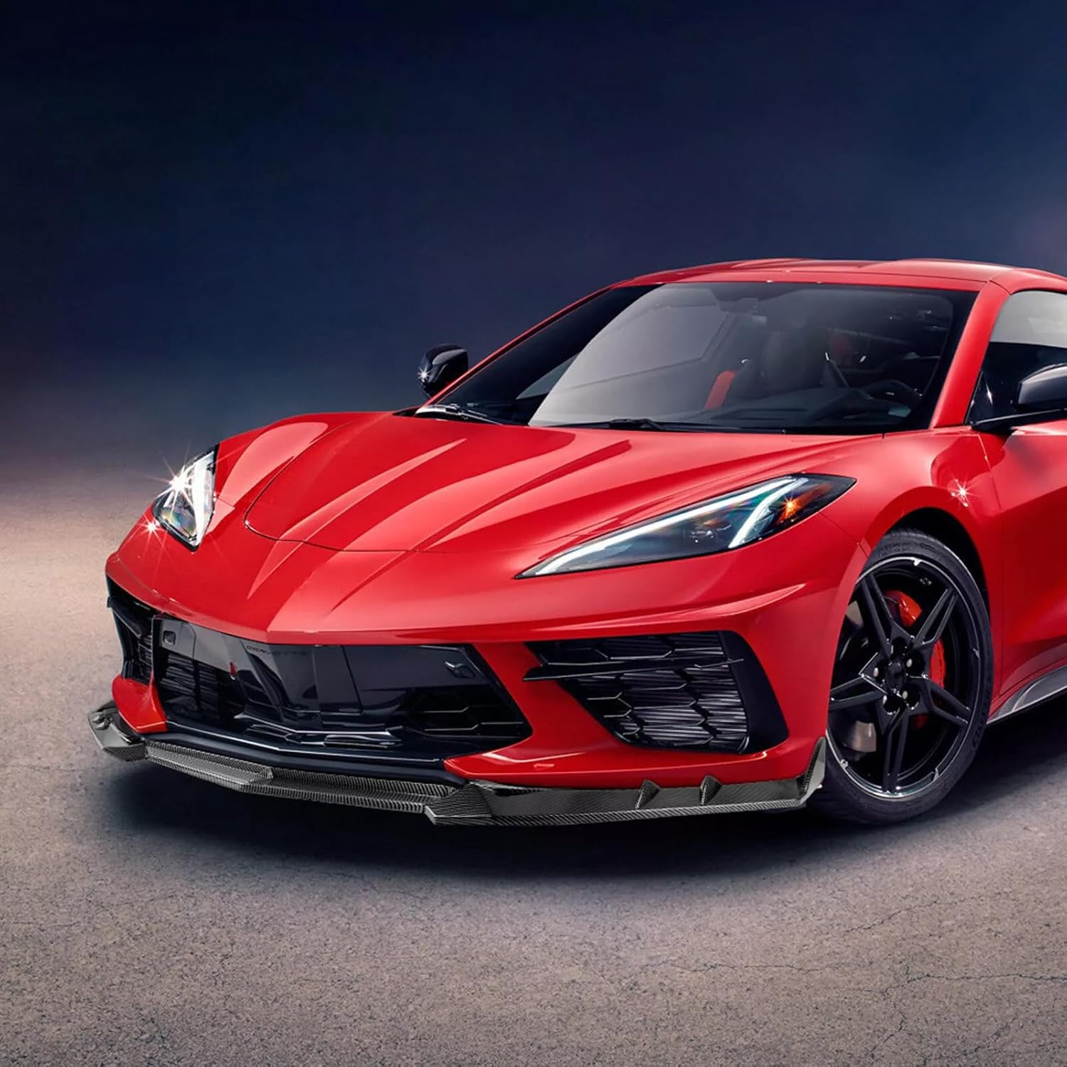 Carbon Fiber Front Bumper Lip Compatible with Corvette C8 2020-2026, Front Splitter Protector Body Kit