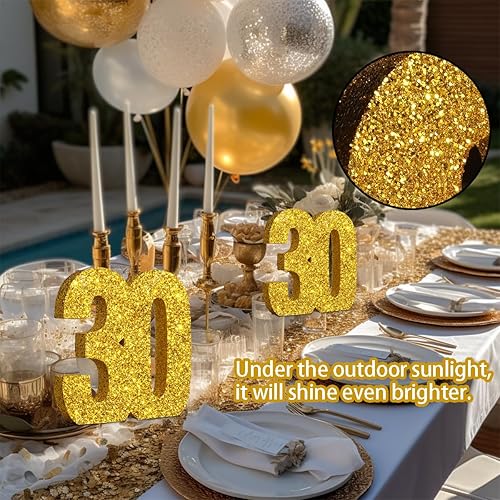 Miniatura 3 de Decoraciones de 30 cumpleaños para hombres y mujeres, decoraciones de 30 aniversario, centros de mesa con purpurina dorada para decoración de mesa,