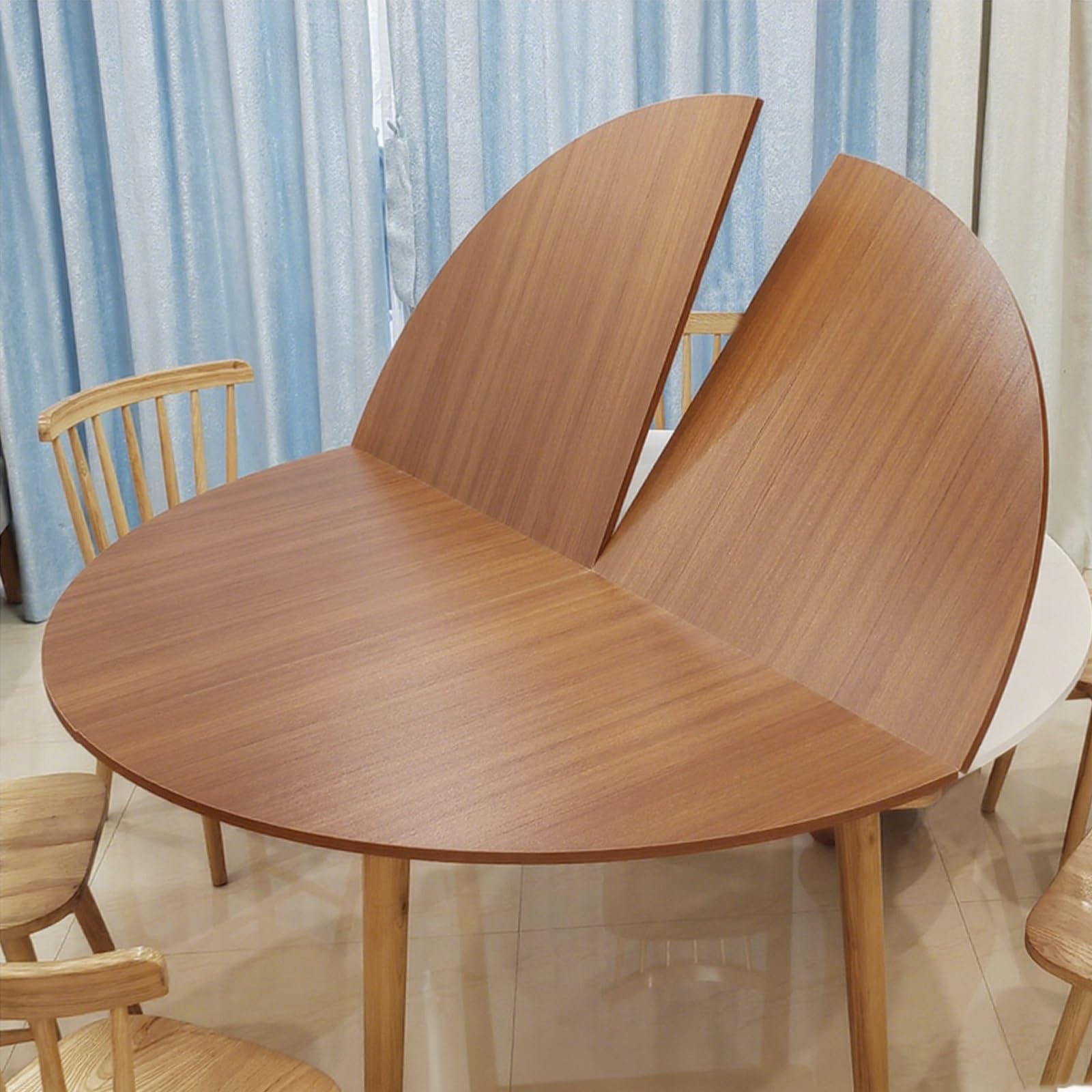 Solution d'extension temporaire de table ronde pliable 120 cm en bois jaune