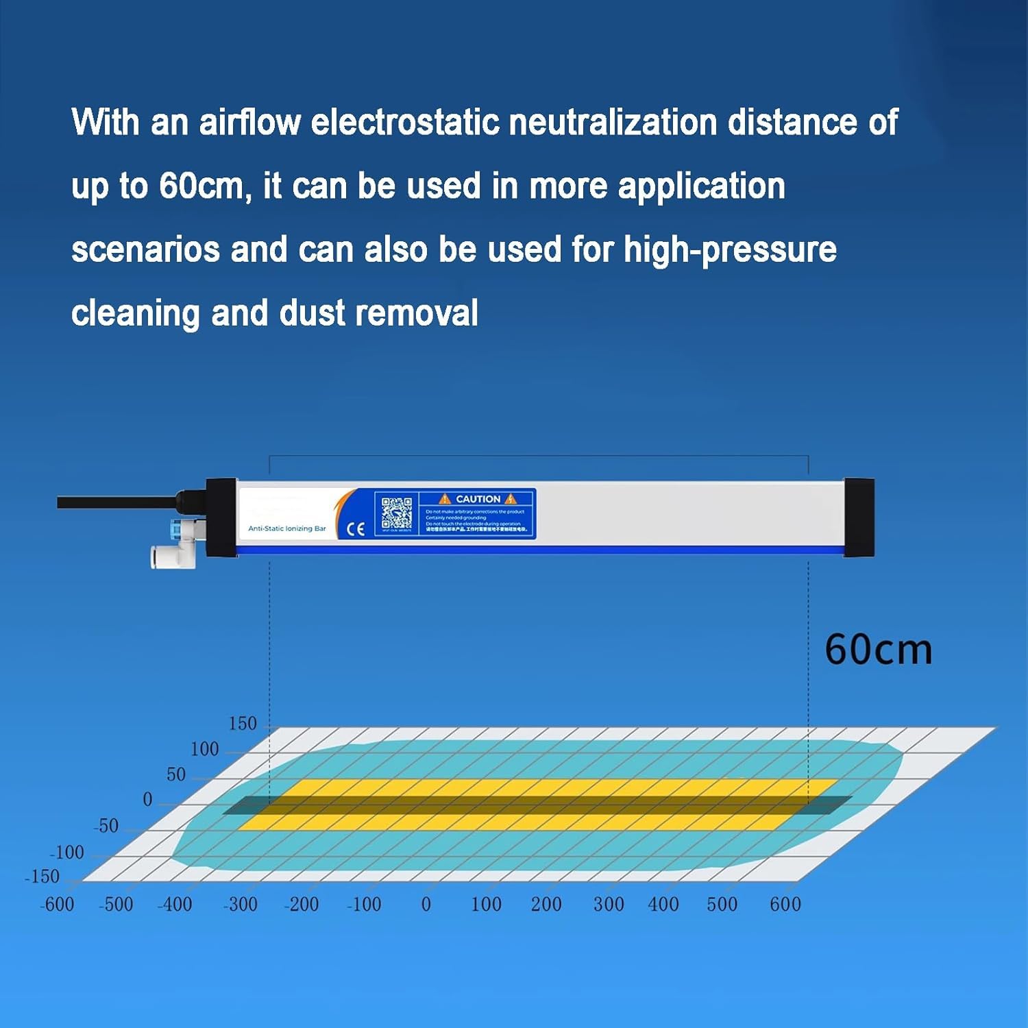 Varilla electrostática antiestática, barra de aire ionizante, 200/400/600 mm, con generador de alto voltaje de 5.6 KV, velocidad de eliminación estática rápida, para montaje electrónico, impresión