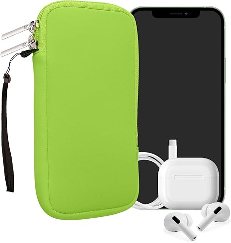 Miniatura 92 de kwmobile Bolsa de neopreno para teléfono tamaño XL - 6.7/6.8 pulgadas - Funda universal para celular con cremallera, correa para la muñeca, amarillo