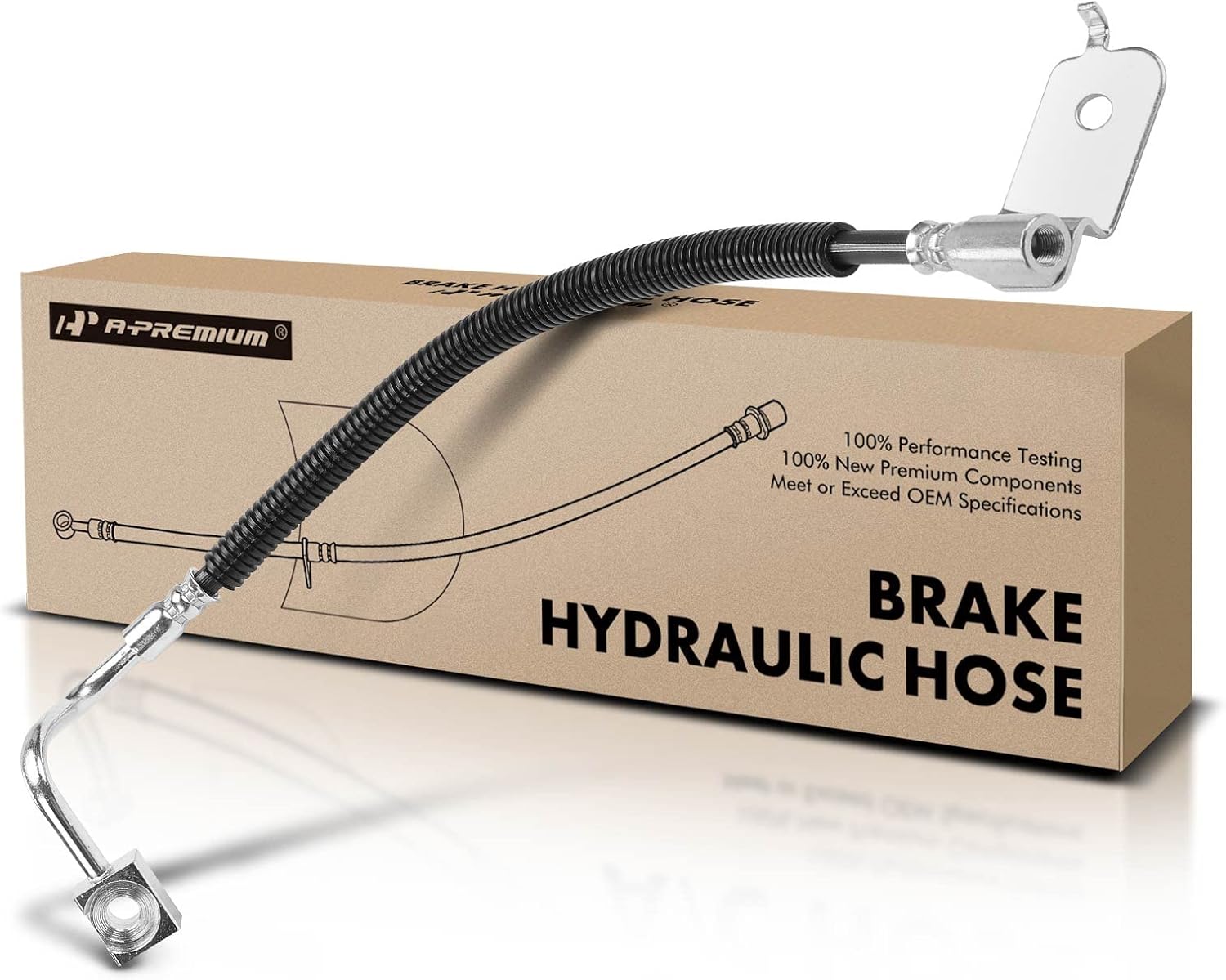 A-Premium Rear Passenger Brake Hydraulic Hose Compatible with Select Ford, Lincoln and Mercury Models - Crown Victoria 1999-2002, Town Car 1997-2002, Grand Marquis 1998-2002 - Replace# 1W7Z2A442CA
