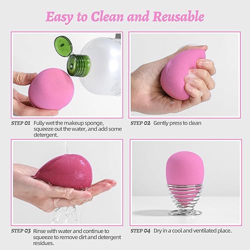 Vista 27 de BS-MALL - Juego de esponjas de maquillaje, 7 esponjas para líquido, crema y polvo, multicolor con 1 mini esponja de maquillaje rosa (D-amarillo)