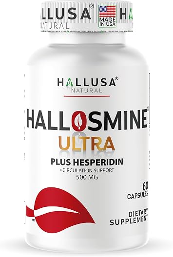 Hallusa Natural Hallosmine Ultra Diosmin 500mg & Hesperidin 150mg Heavy Legs, Swelling & Vein - Blood Circulation Supplements, 60 Caps