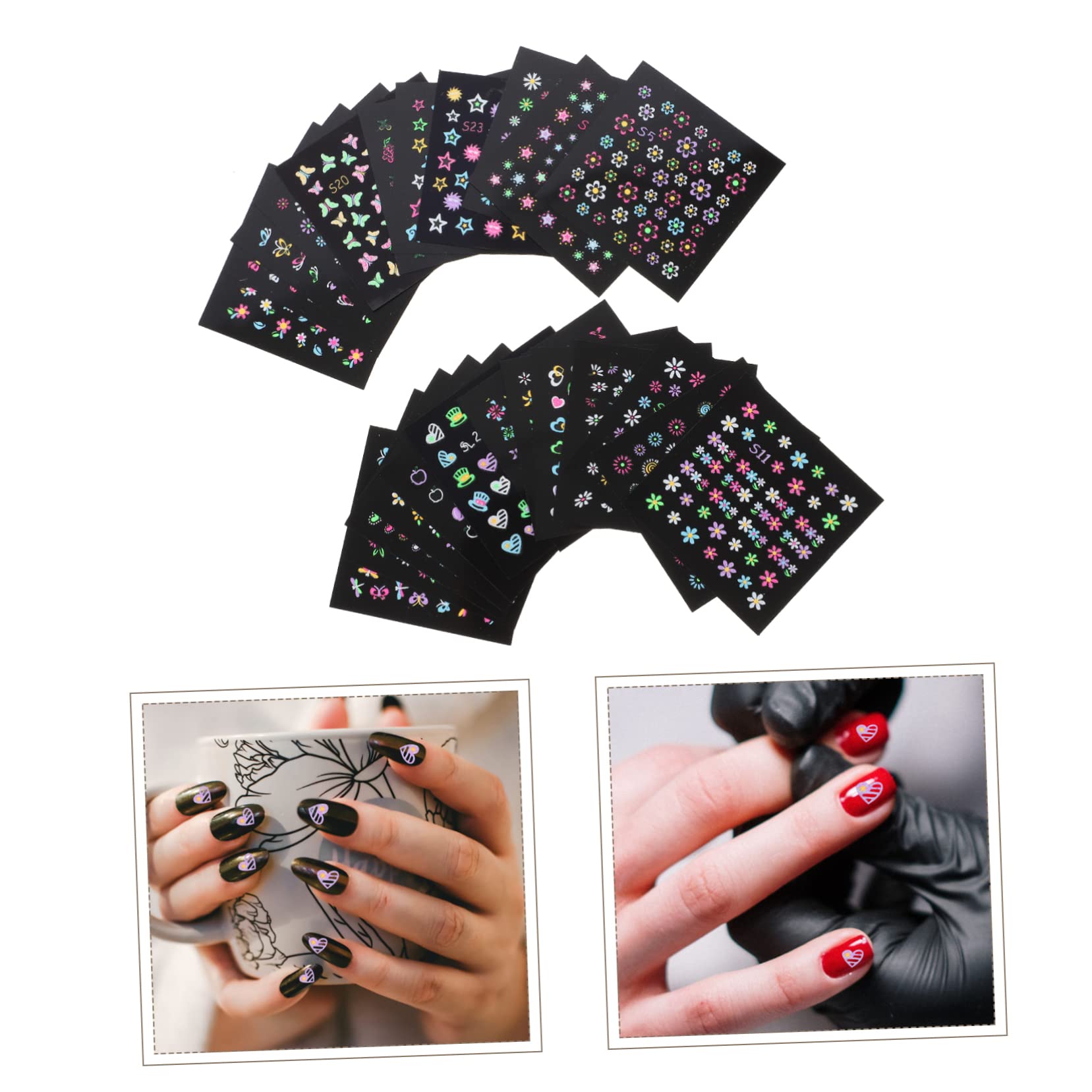 FOMIYES 5 Set di Adesivi per Nail Art Fluorescenti per Unghie Manicure Strisce per Nail Art Set di Decalcomanie per Feste Serali Fogli * 5