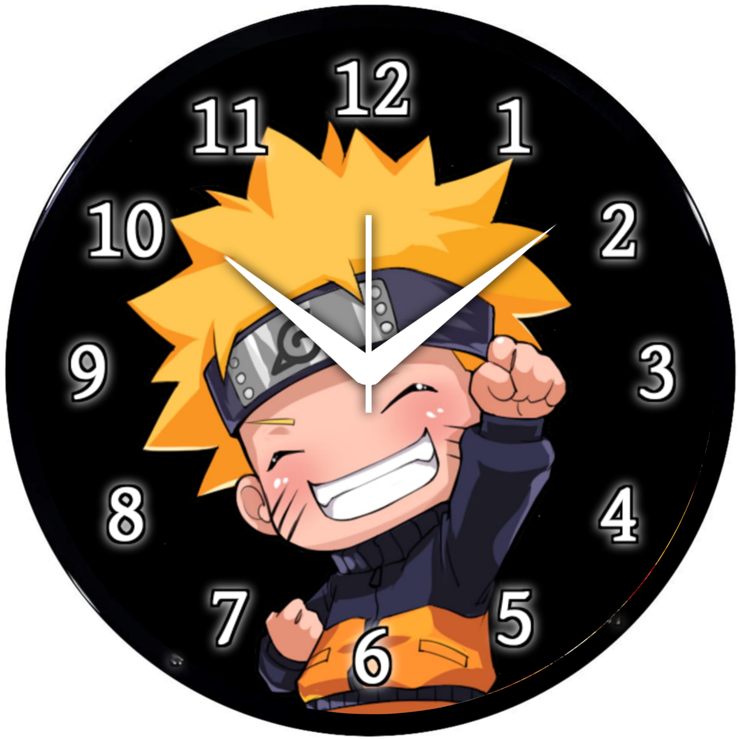 Babawill Naruto Anime Wall Clock – Cartoon Character Round Analog Clock for Kids Room, Bedroom & Home Décor (26 x 26 x 6 cm)