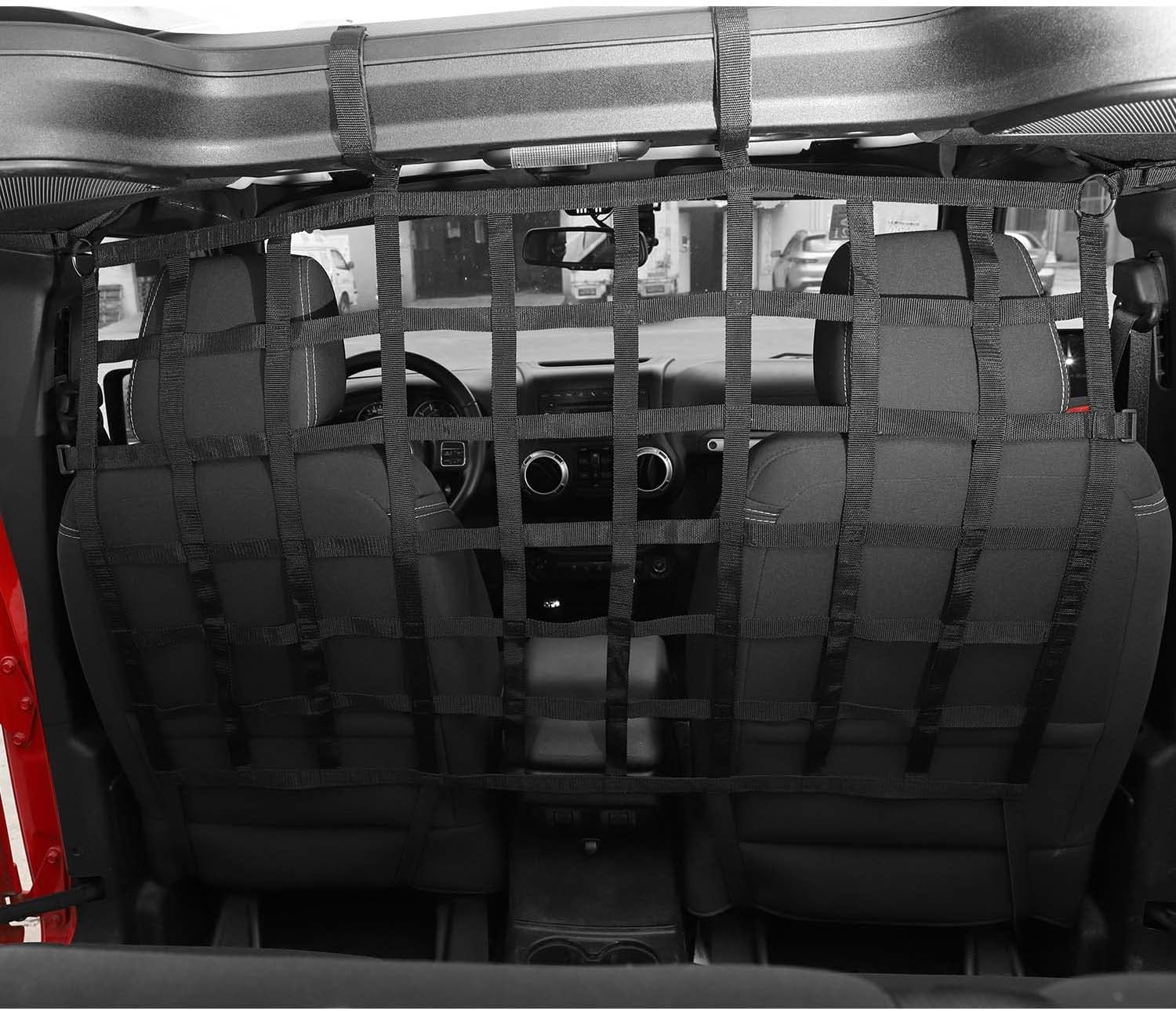 Car Rear Seat Divider Net Mesh Trunk Organizer Isolation Cargo Net Pet Car Barrier for Jeep Wrangler JK JKU JL JLU & Gladiator JT 2007-2022