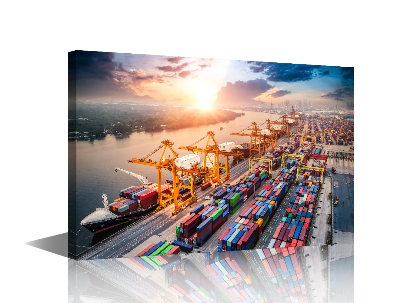 Modern Wall Art 1 Panels Logistic Import Export and Transport Industry Pictures Print on Canvas for Living Room Bedroom Decoration, Transport Artwork Ready to Hang, 18" Wx12 H