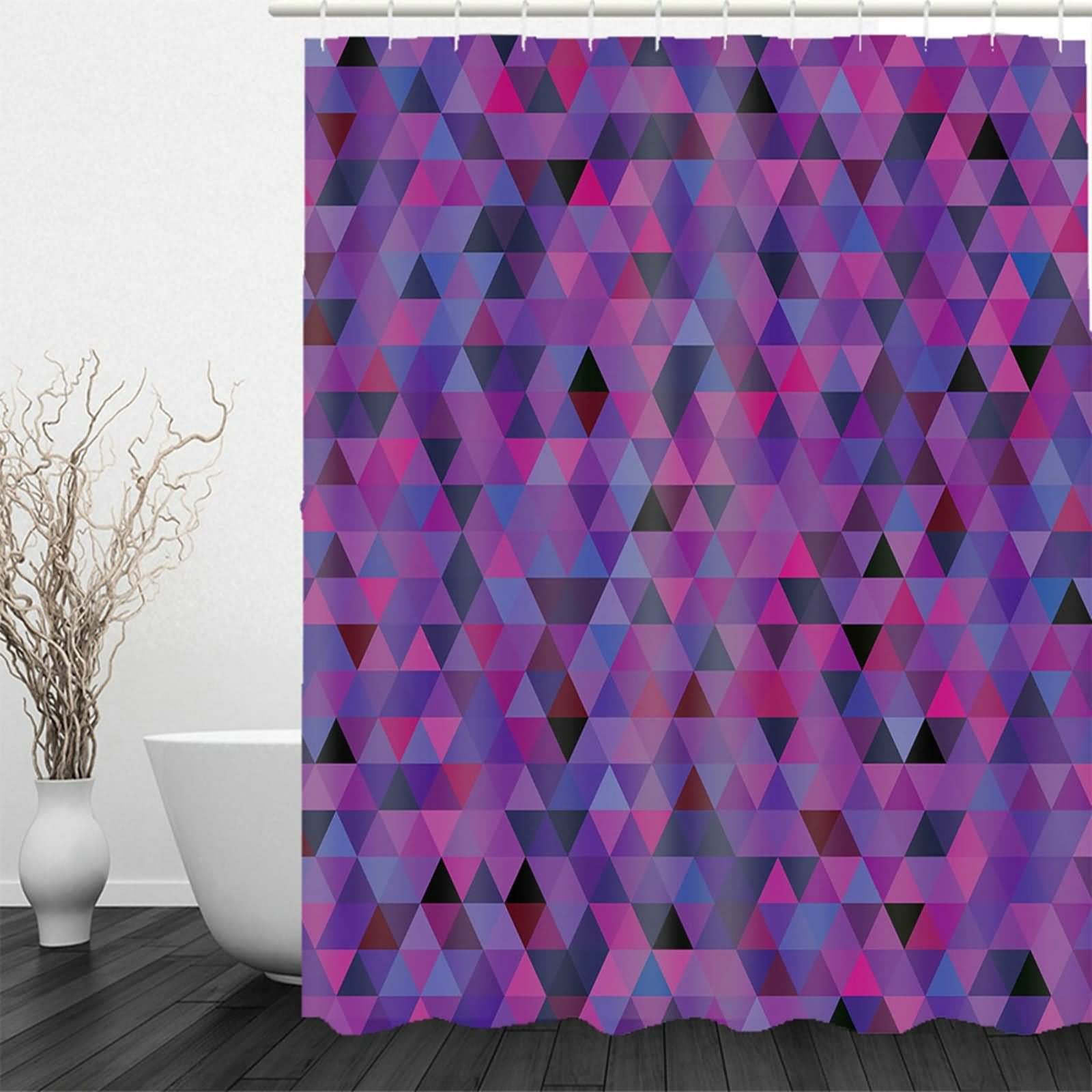 Clofy zasłony prysznicowe, zasłona prysznicowa przeciw pleśni materiał 3D trójkąt fioletowy 180 x 200 cm do łazienki