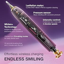 Wagner Stern WT8900 Series Electric Toothbrush - Whitening & Pressure Sensor, 5 Modes, 3 Intensities, 8 Soft Brush Heads, Rechargeable, Travel Case Included