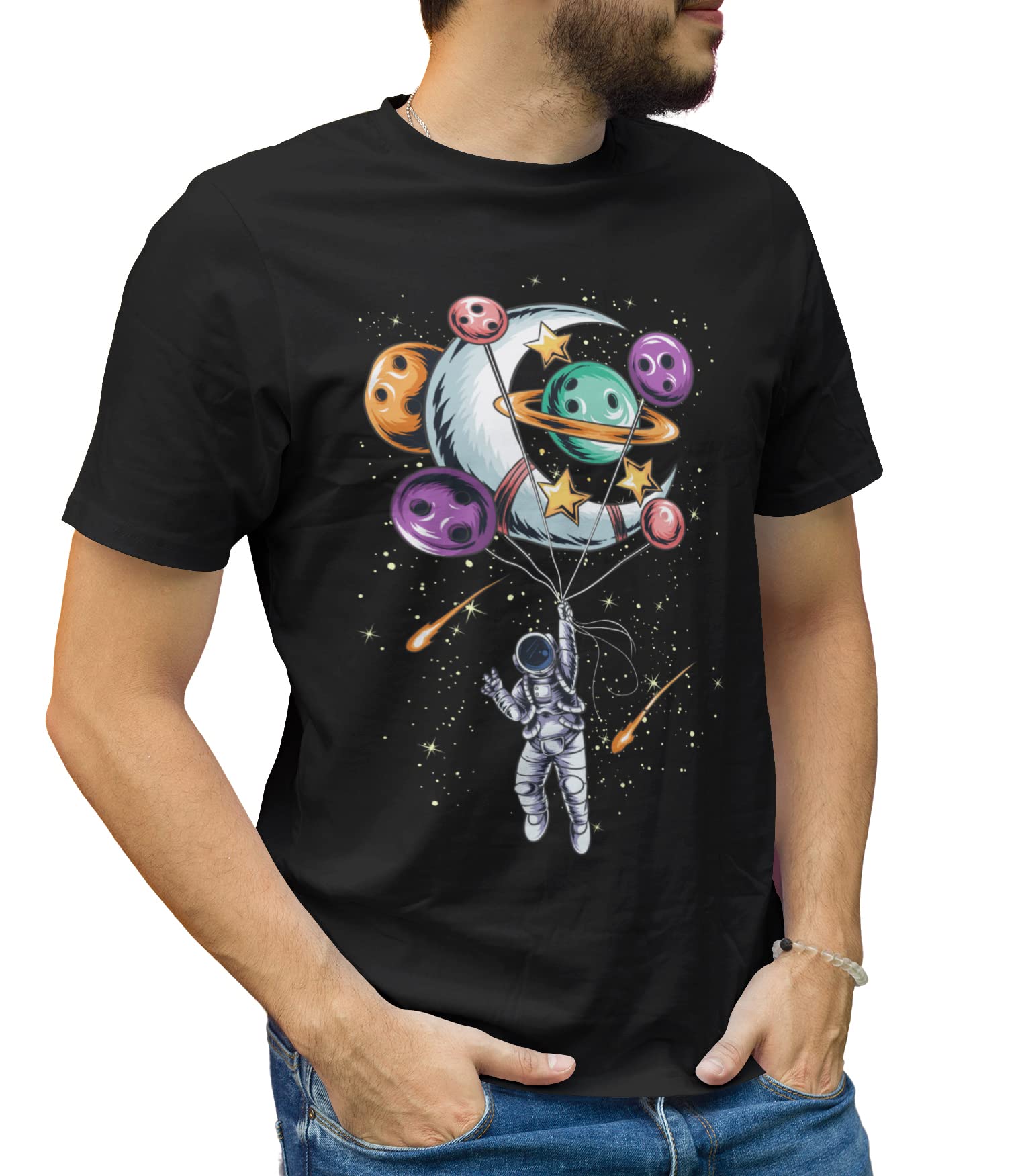 MATXSO·MAXMen's Graphic Tees Astronaut T-Shirts - Cool Design Graphic T Shirts for Men