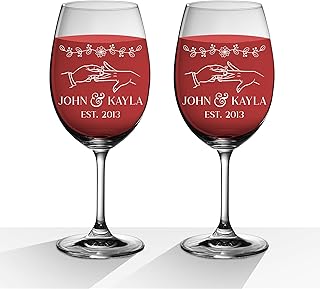 Set of 2 Personalized Wine Glasses - Wedding Gifts, Engagement Gifts, Anniversary Gift Idea, Bridal Shower Gifts for Couple 2023 - Custom Wedding Wine Gift - Mr Mrs Wine Glasses - Bride & Groom Gift