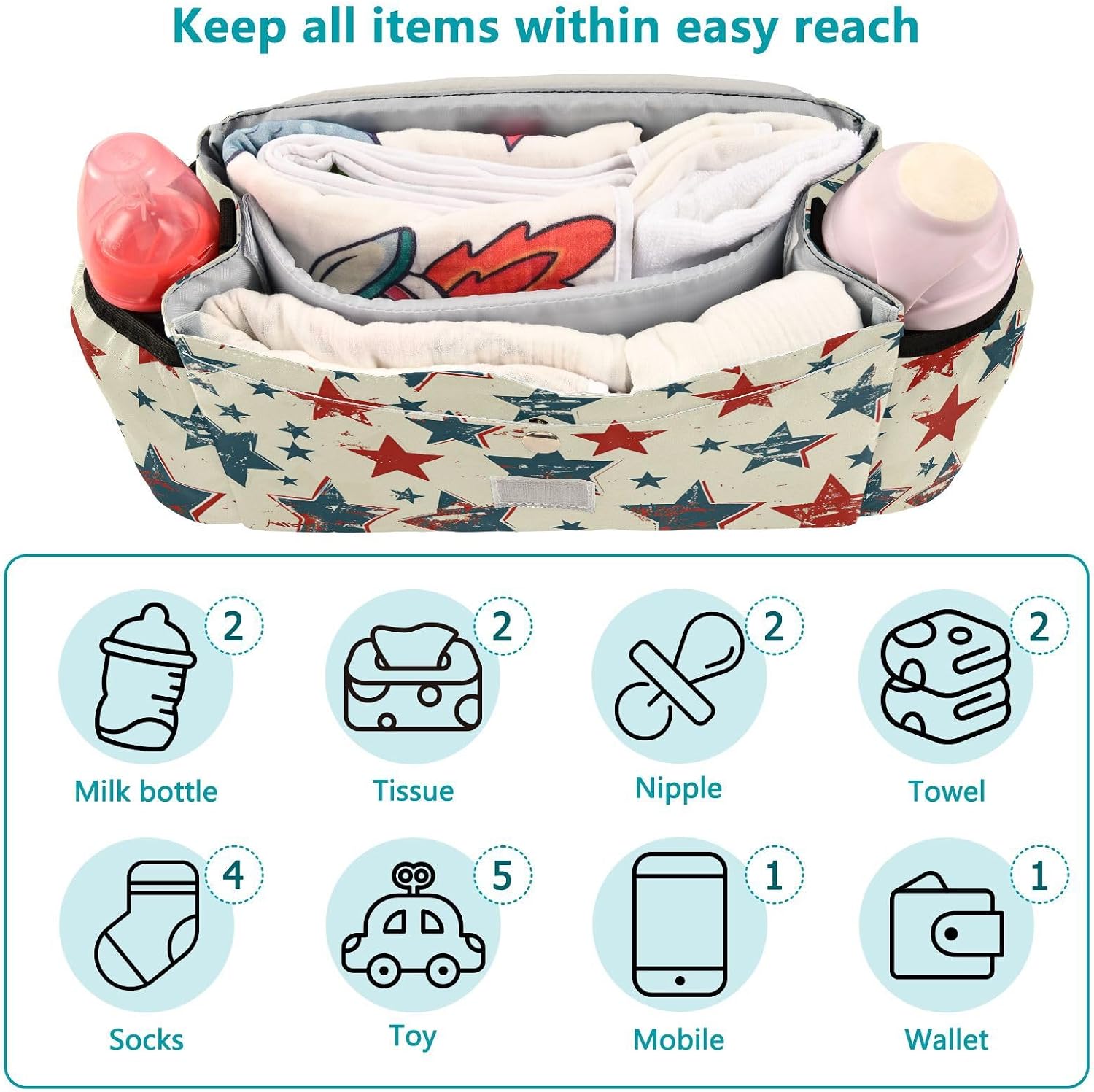 Stars with Elements American Flag car stroller organizer baby caddy organizer carry accesorios para bebé
