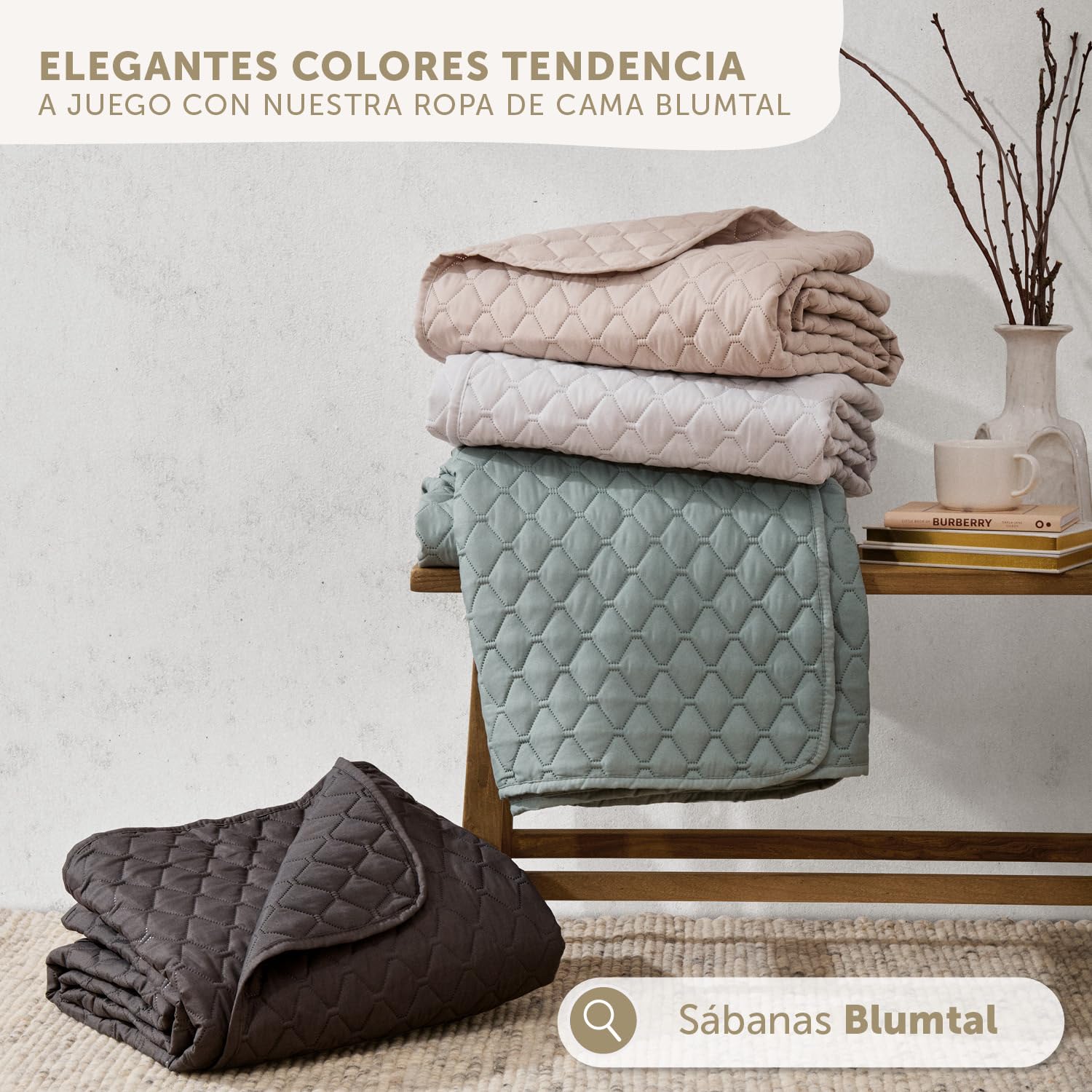 Blumtal Colcha cama 240x260 cm - Certificada OEKO-TEX 240x260 cm - Colchas de verano - como Cubrecama 180x200 como edredon 200x200 cm - tela cubre sofá - manta para sofá Verde Verano bedspread lavable