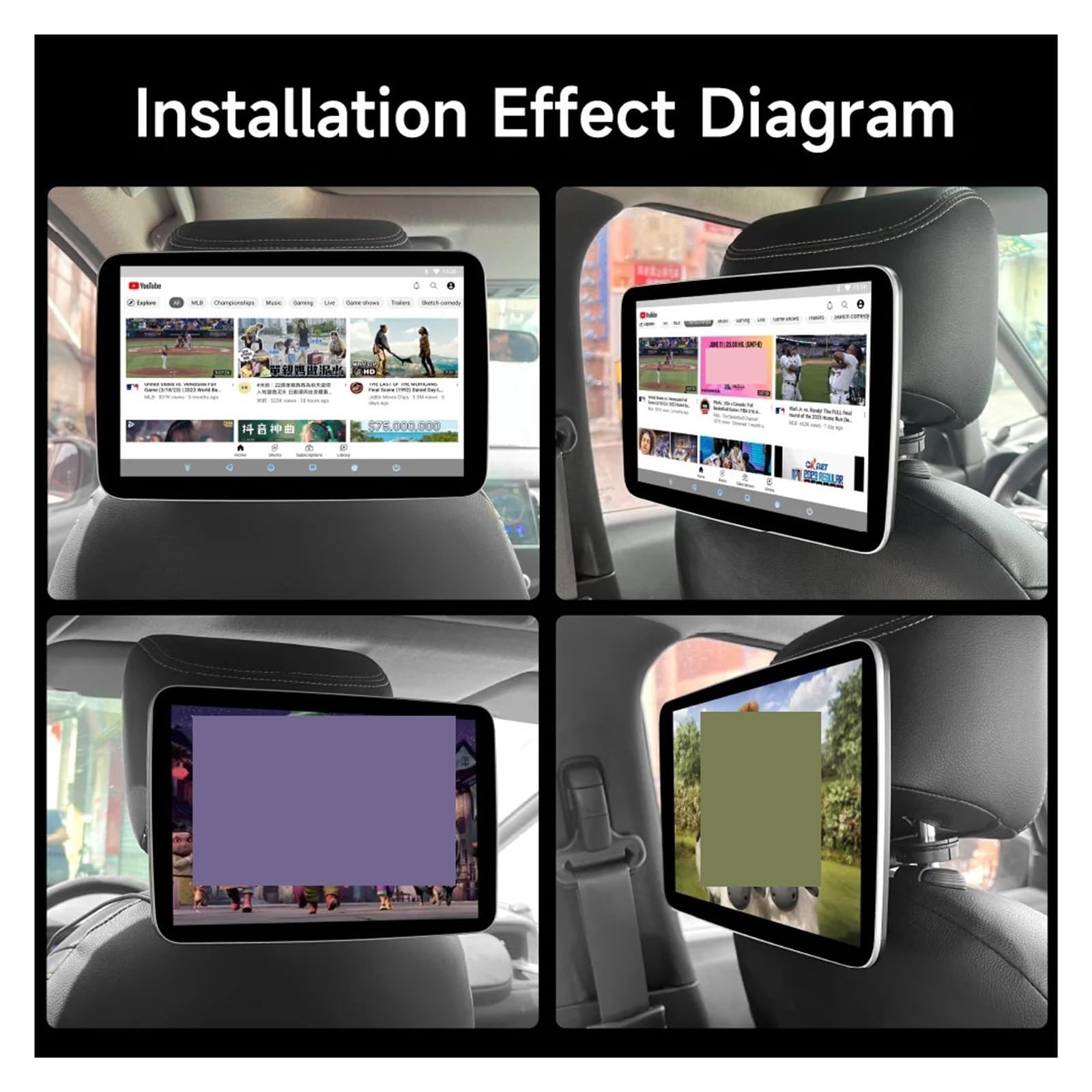 Écrans De Voiture Moniteur De Siège Arrière Appuie-tête Écran De Télévision Auto WiFi Film Lecteur Vidéo en Ligne(1p Half Screen)