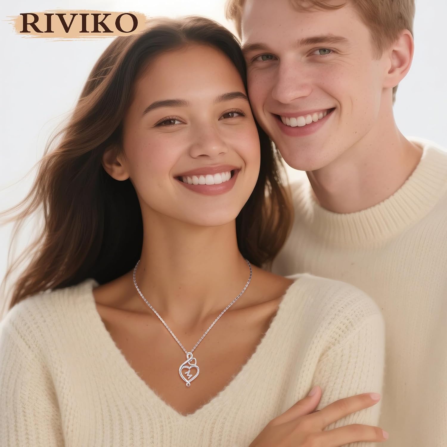 RIVIKO Valentines Day Gifts for Her-Infinity Heart Initial Necklace for Women,925 Sterling Silver Letter Pendant Personalized Jewelry,Birthday Mother's Day Gifts for Mom Women Wife Friend - Image 4