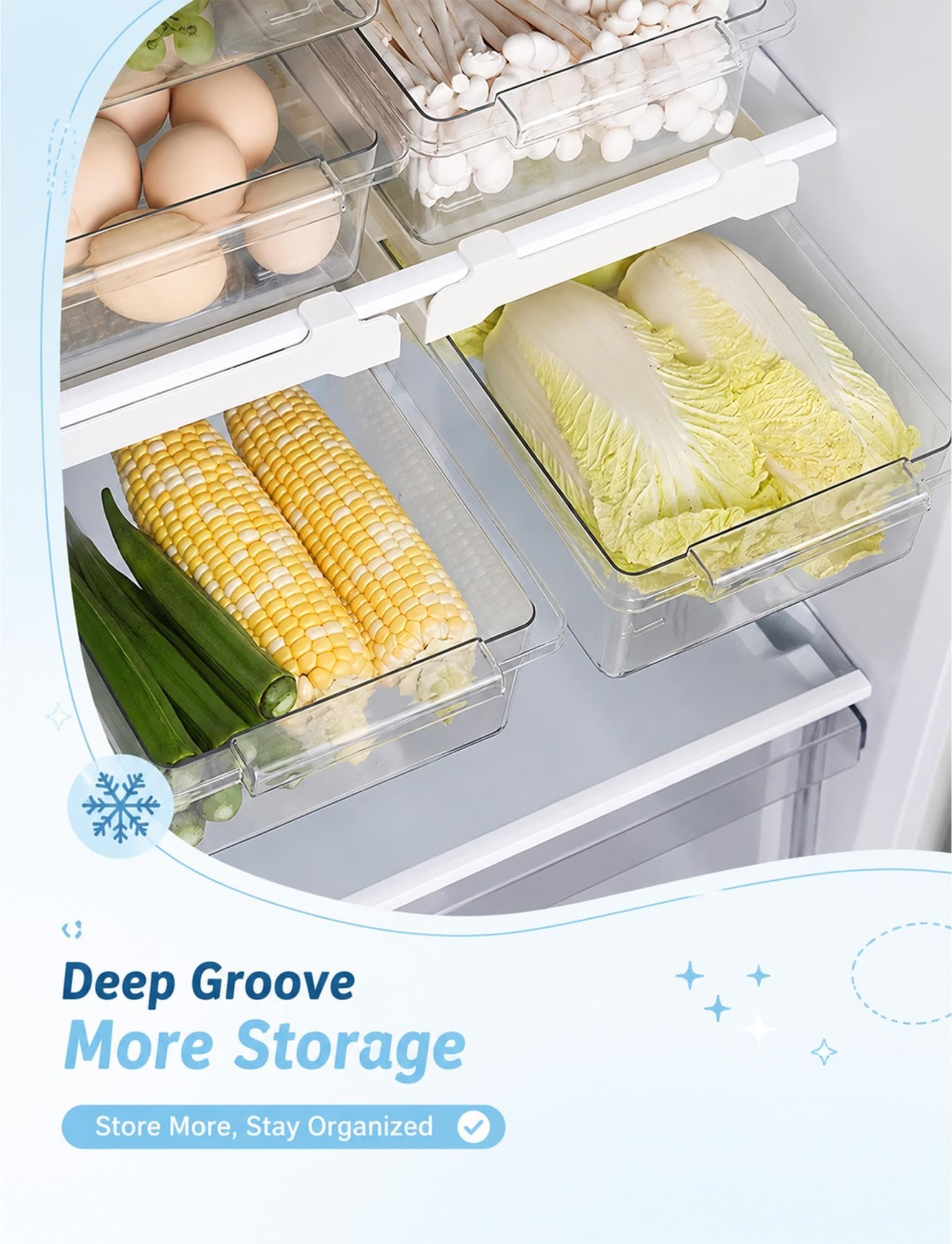 Cajón colgante para frigorífico, almacenamiento bajo estante, huevos