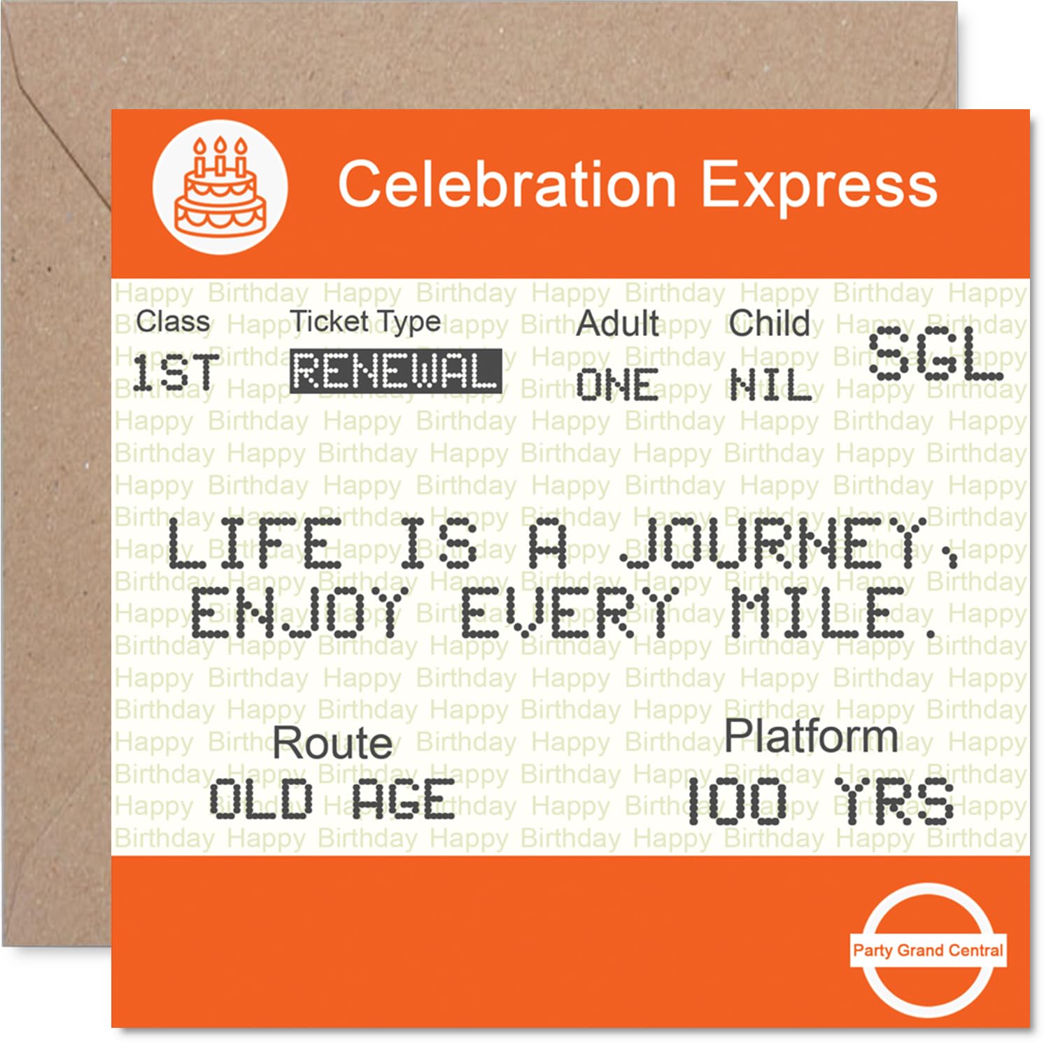 100th Birthday Cards for Men Women - Ticket to Old Age - Happy Birthday Card for 100 Year Old Man Woman Uncle Wife Auntie Grandad, 145mm Bday Greeting Cards