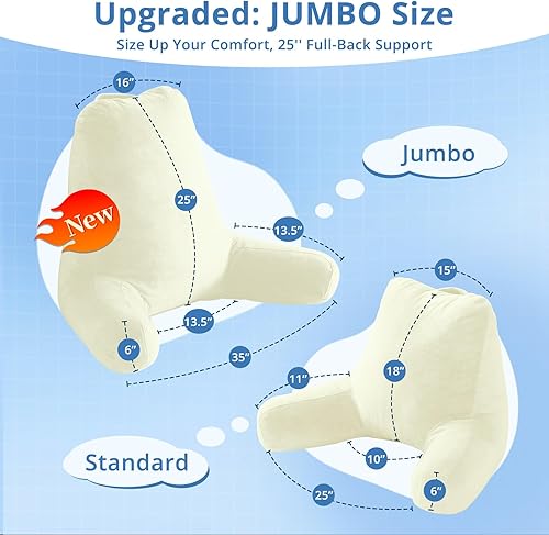 Miniatura 2 de Sasttie Almohadas de lectura, 25 pulgadas, para sentarse en la cama, terciopelo, jumbo, respaldo alto XL, apoyo de espalda para sofá y piso,