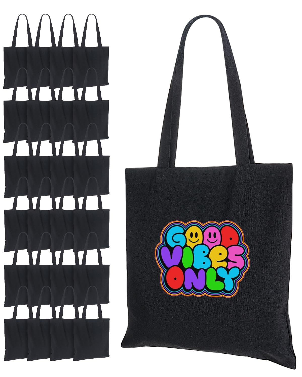 Lzerking 24-Pack Black Canvas Tote Bags