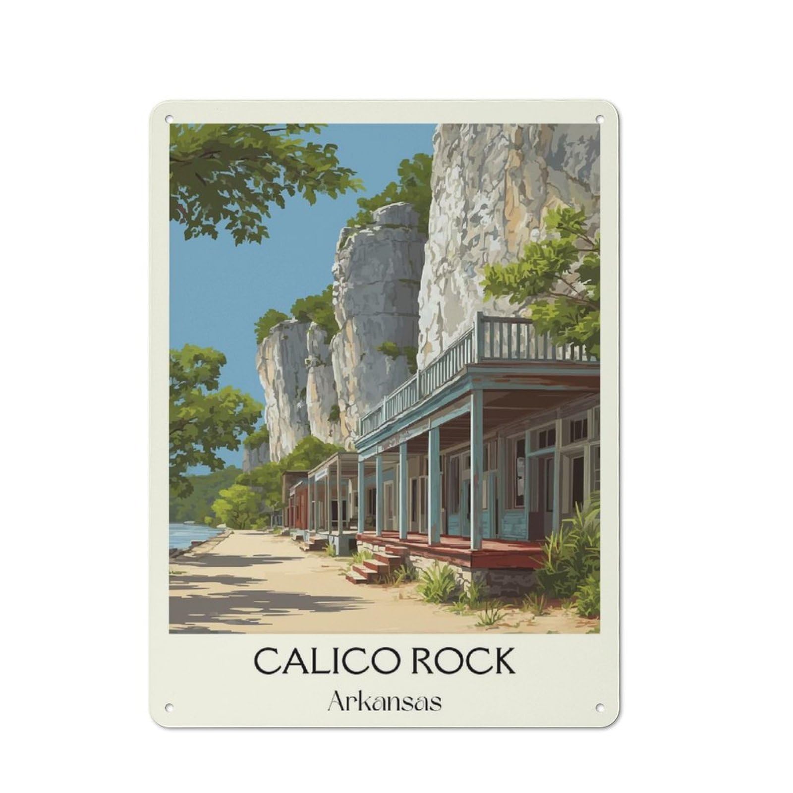 Junmoney Style-20 For Lounge Or Reading Corner, Calico Rock Arkansas Travel Retro Tin Sign 40X30cm, Gift For Reading Corner Decorators During The Christmas Season