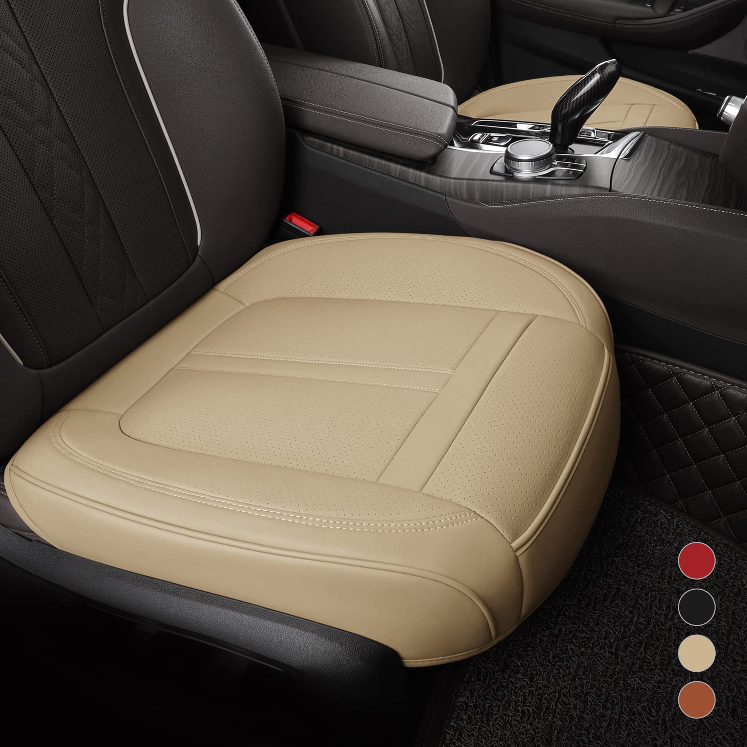 KARCLE KC-005 2 PCS Luxury Faux Leather Bottom Car seat Covers, Waterproof Front Seat Covers for Cars, Durable and Wrap Around Bottom Car Seat Cushions Fit with 95% Cars, SUVs, and Pickup