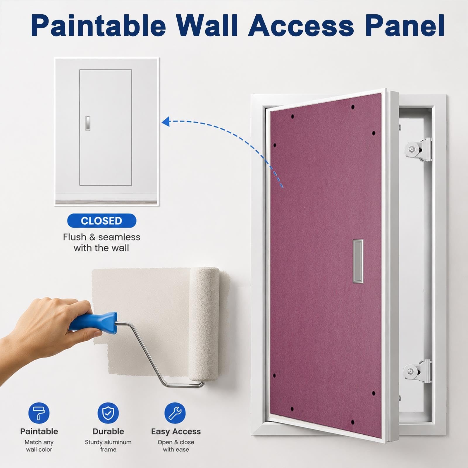 WDJBPSH Pintable Oculto Trampilla Pladur con Marco De Aluminio
