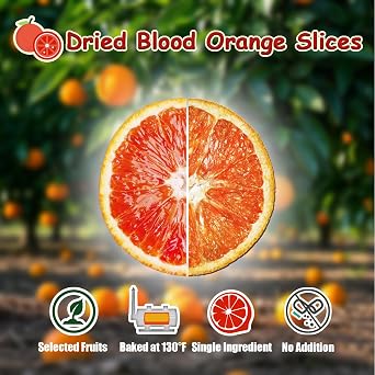 Dried Blood Orange Slices - 200g 7oz, No Sugar Added | Orange Wheels | Dehydrated Dried Fruit for Cocktails/Cakes/Crafts/Potpourri/Candle Making (Blood Orange - 7oz 200g)