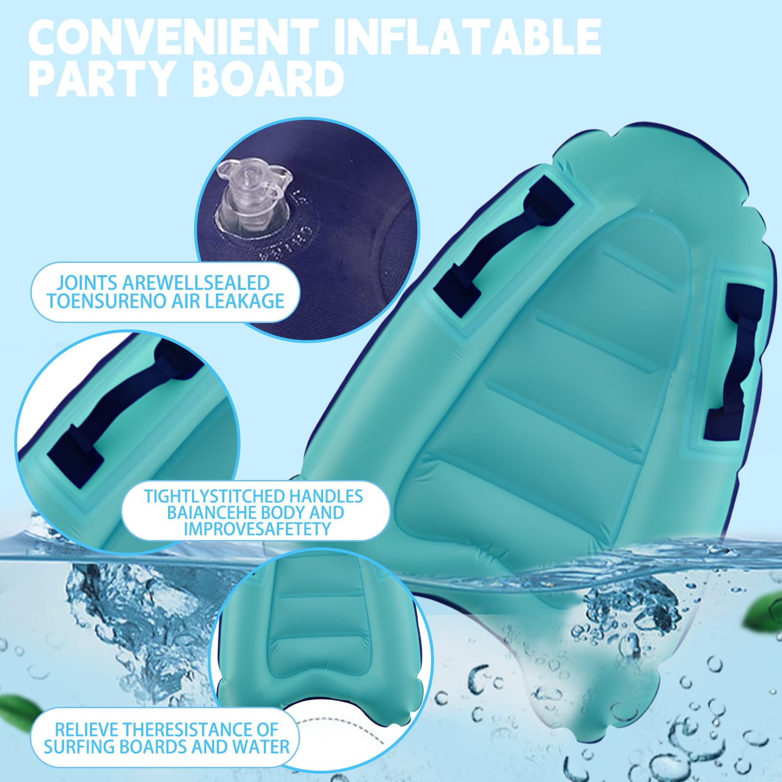 Shyllin Tabla de Surf Inflable para Niños 70 x 55 x 12 cm Bodyboard Hinchable con Asas Portátil