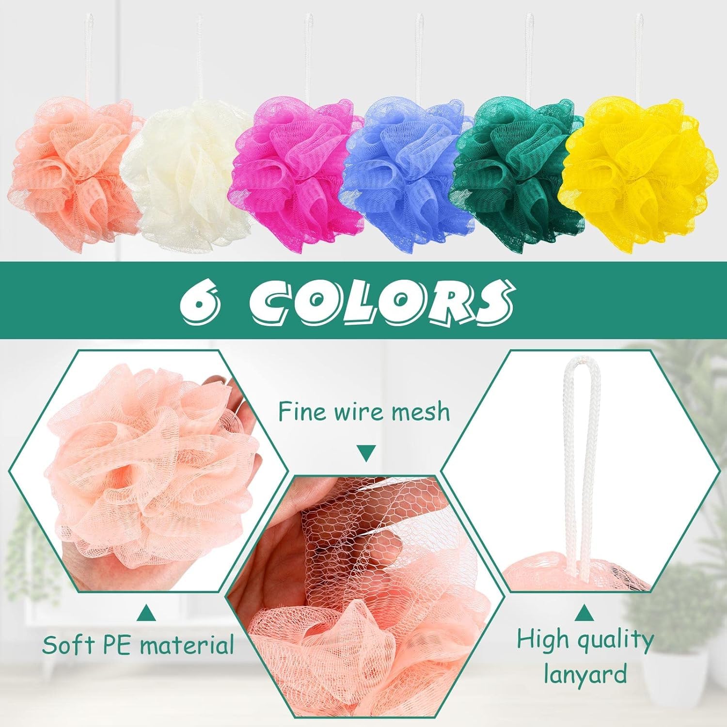 Sunnyray Bath Loofahs, Exfoliating Mesh Bath Puffs